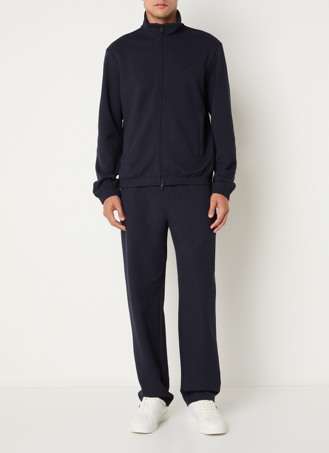 Armani Sweatvest met logo en ritszakken - voorkant 3 donkerblauw