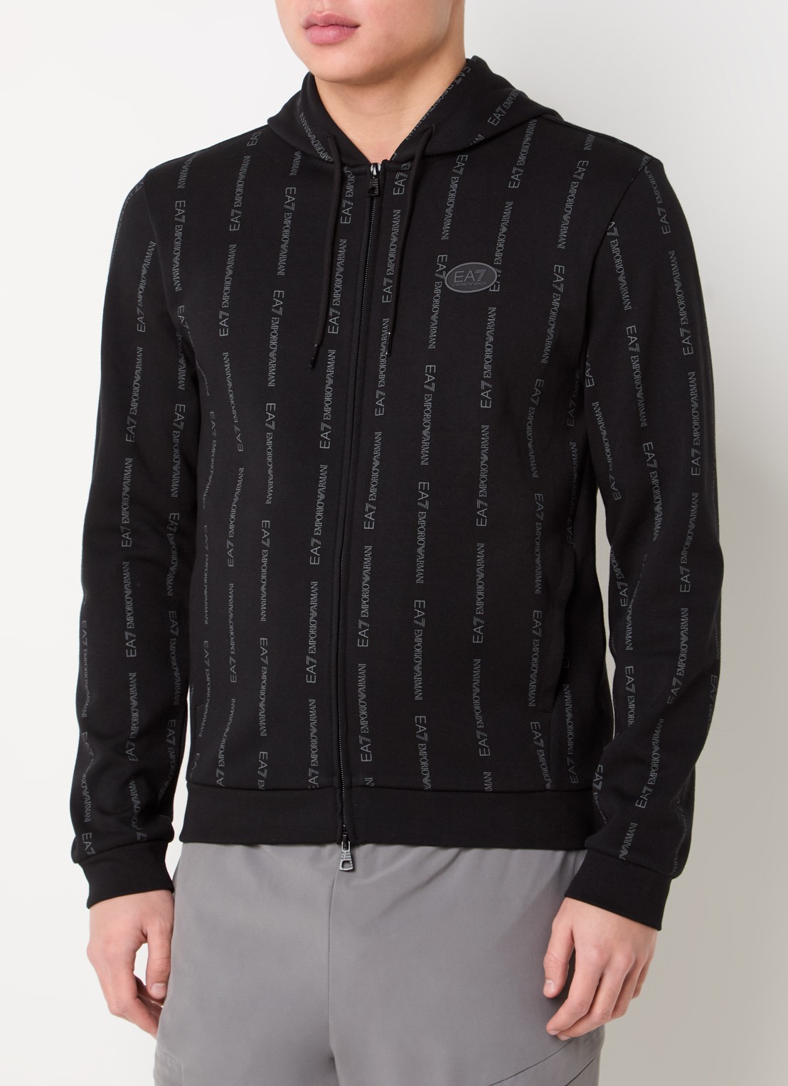 Armani Sweatvest met logo en steekzakken - detail 2 zwart