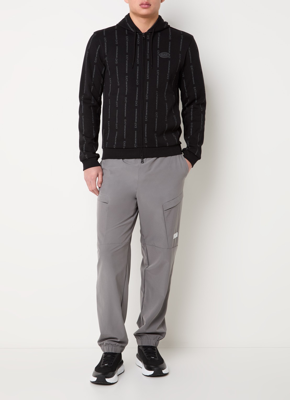 Armani Sweatvest met logo en steekzakken - voorkant 5 zwart