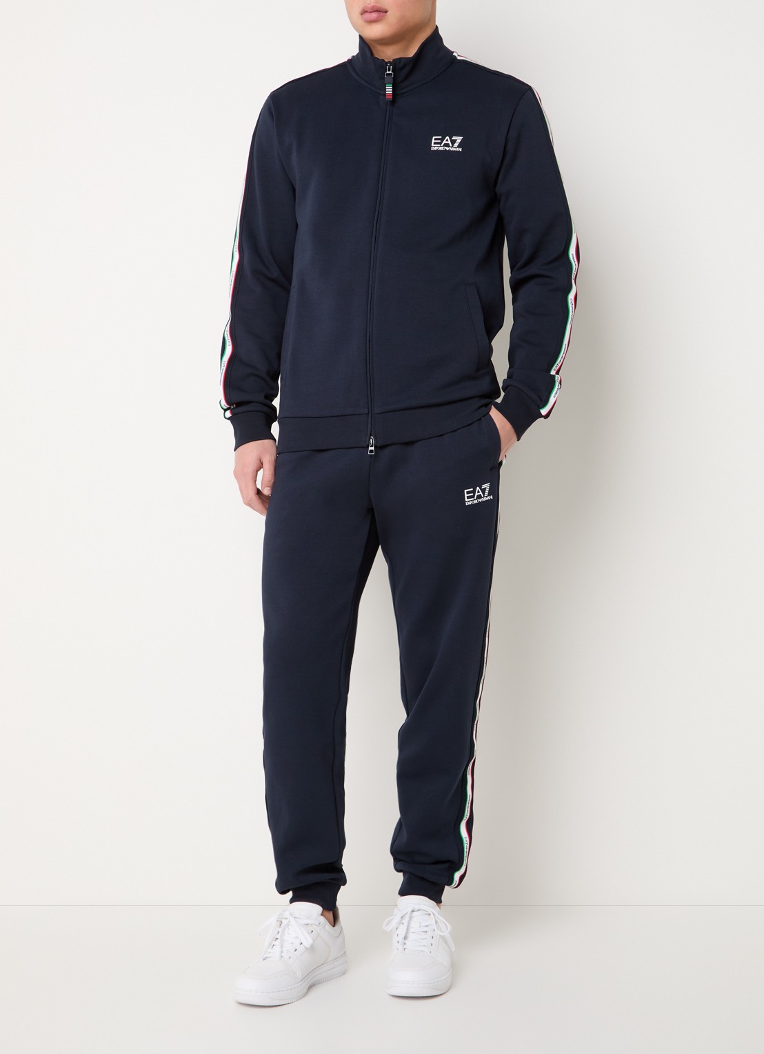 Armani Sweatvest met logo en steekzakken - detail donkerblauw