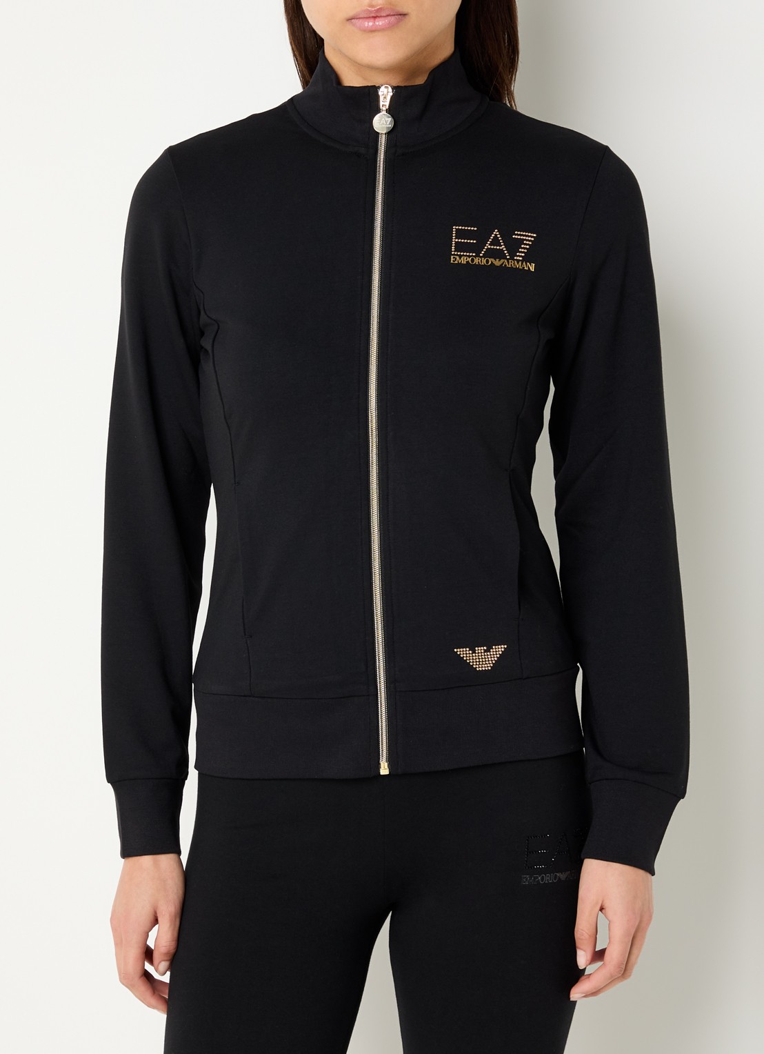 Armani Sweatvest met logo en steekzakken  - detail 4 zwart