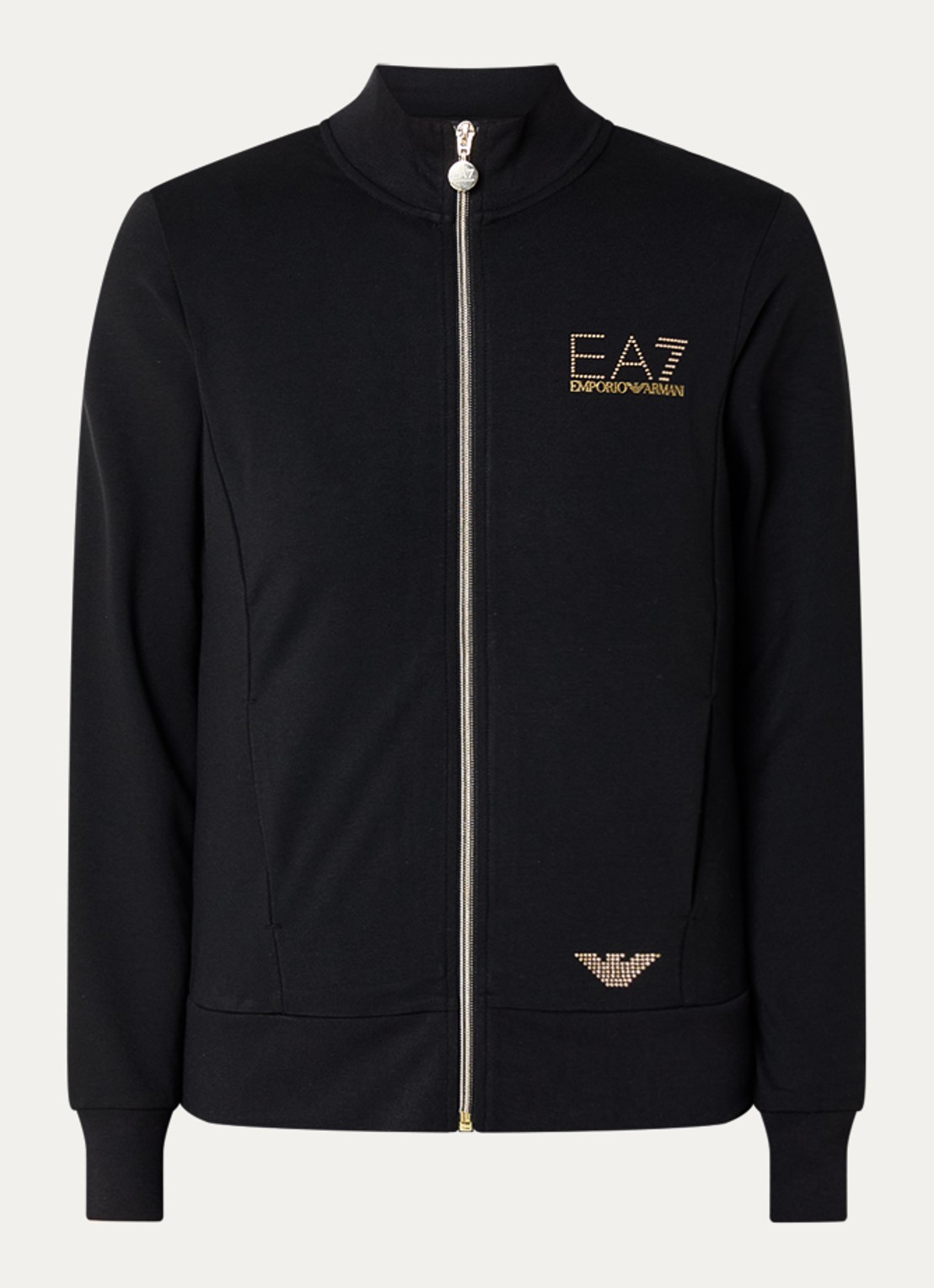 Armani Sweatvest met logo en steekzakken  - voorkant zwart