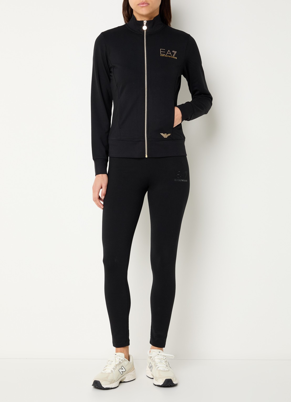 Armani Sweatvest met logo en steekzakken  - voorkant 2 zwart
