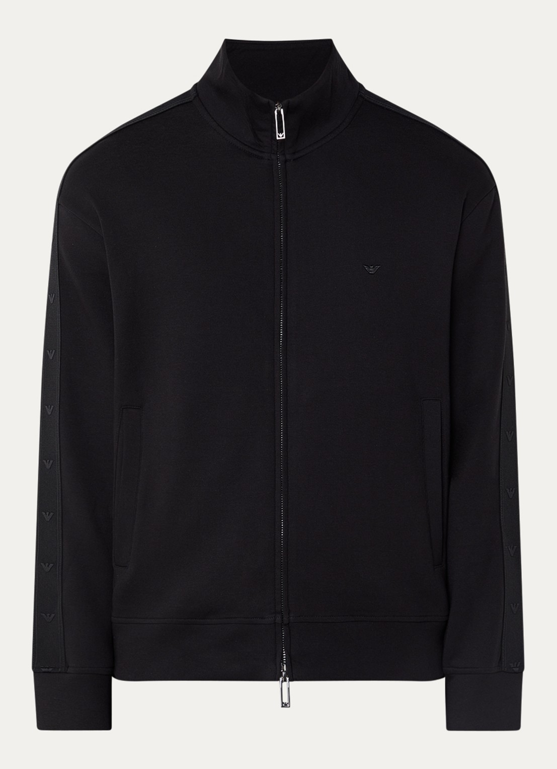 Armani Sweatvest met logo en steekzakken - voorkant zwart