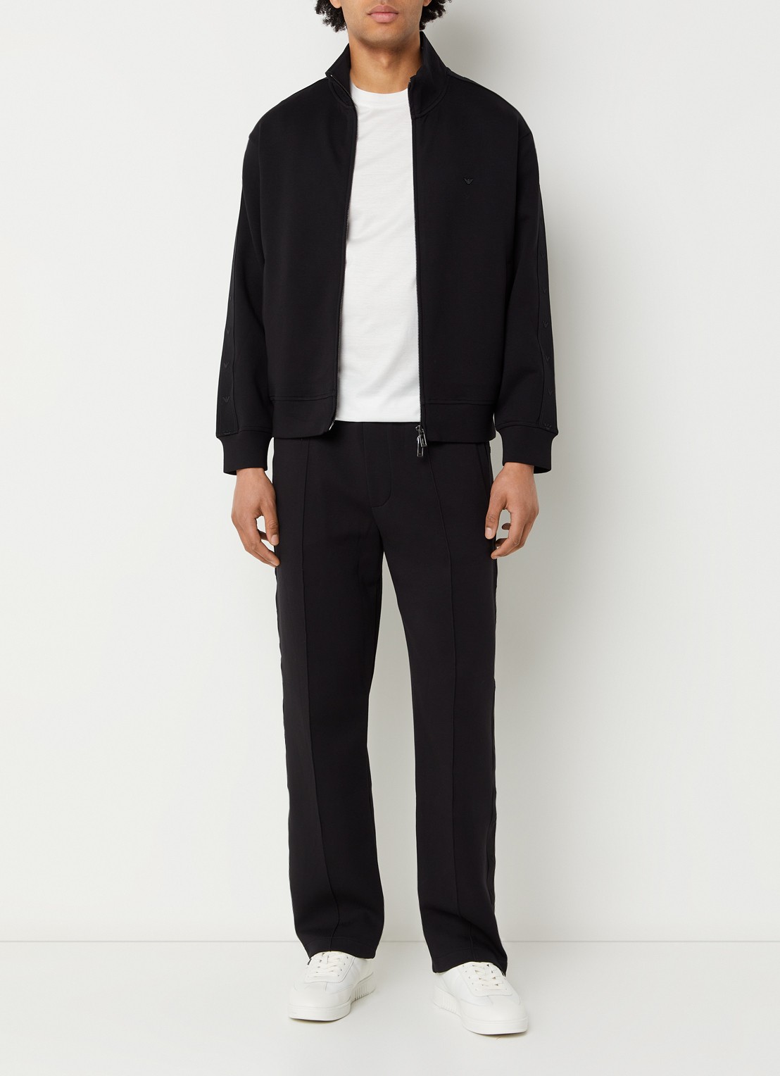 Armani Sweatvest met logo en steekzakken - voorkant 2 zwart