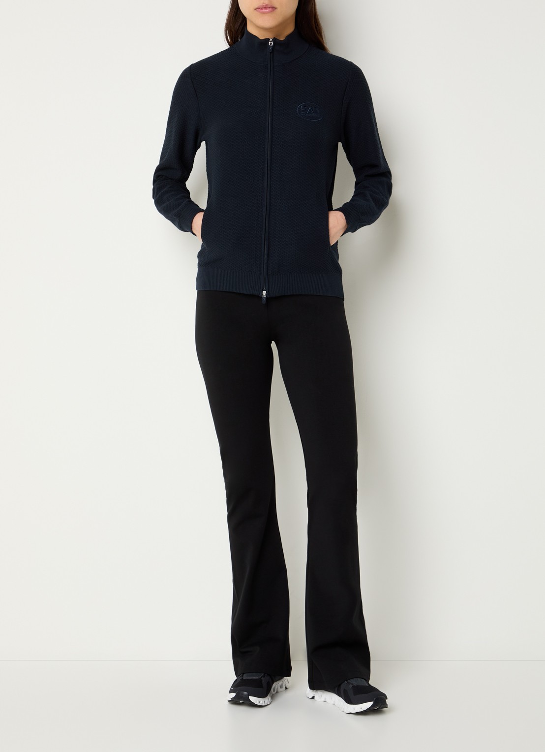 Armani Sweatvest met logo en structuur - voorkant 2 donkerblauw