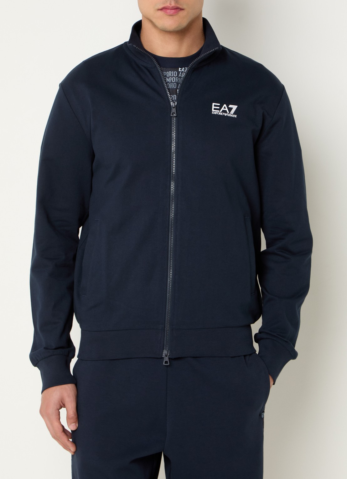 Armani Sweatvest met logo - detail 3 donkerblauw
