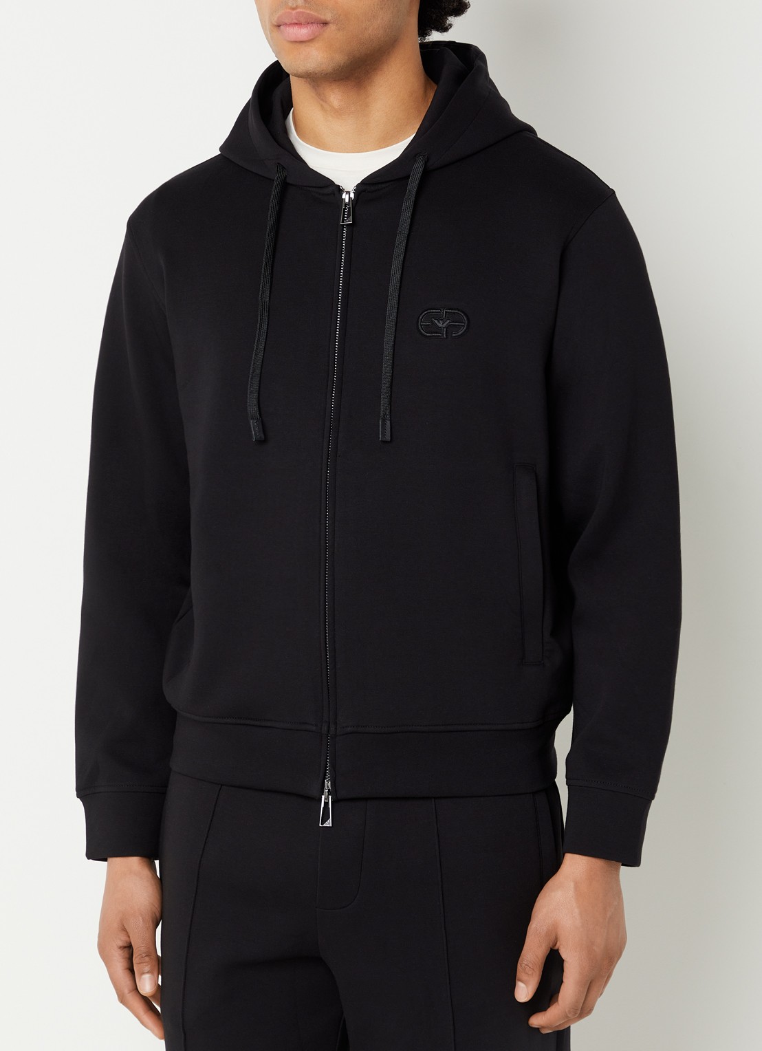 Armani Sweatvest met logoborduring en ritszakken - detail 2 zwart