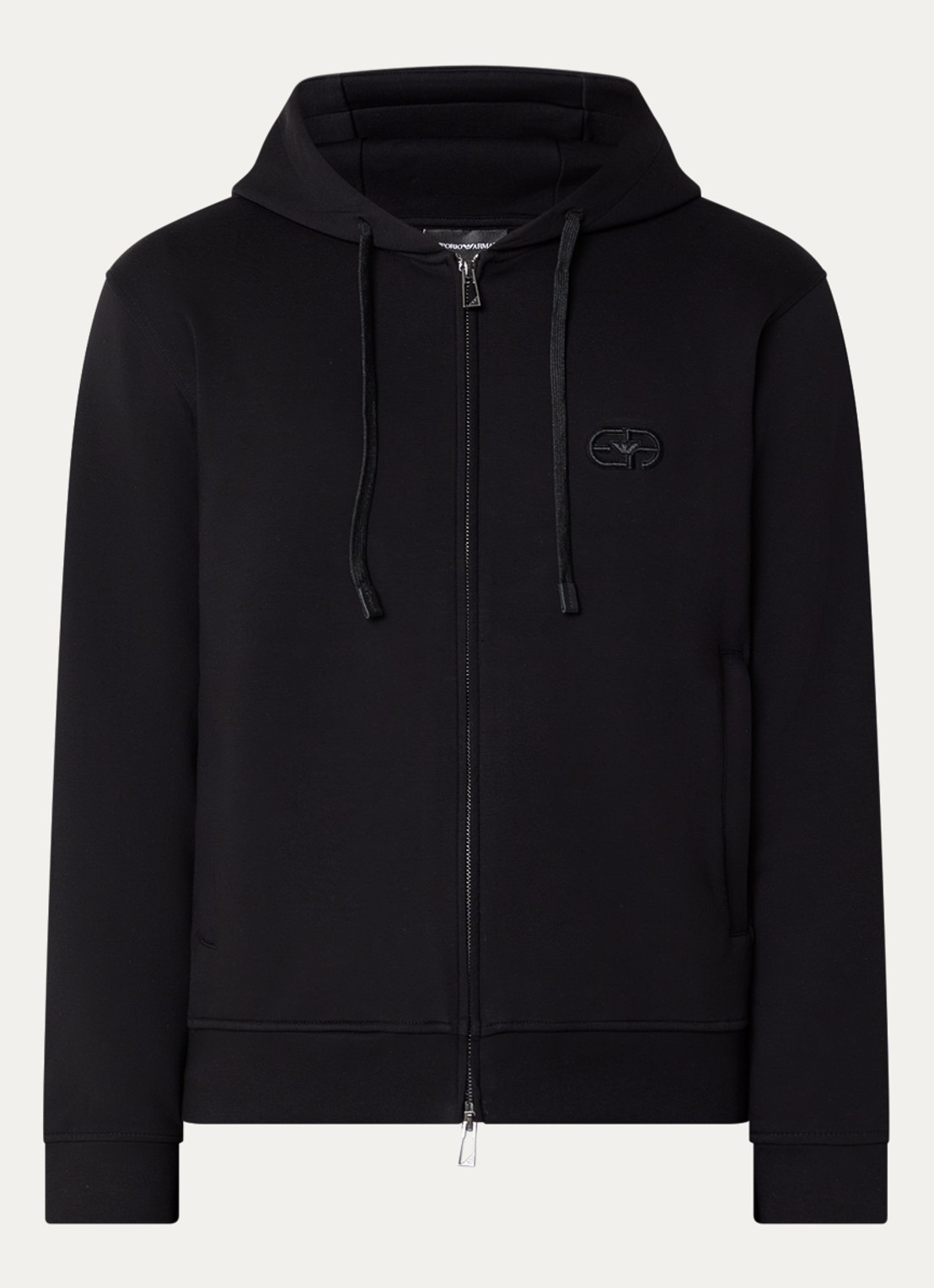 Armani Sweatvest met logoborduring en ritszakken - voorkant 4 zwart