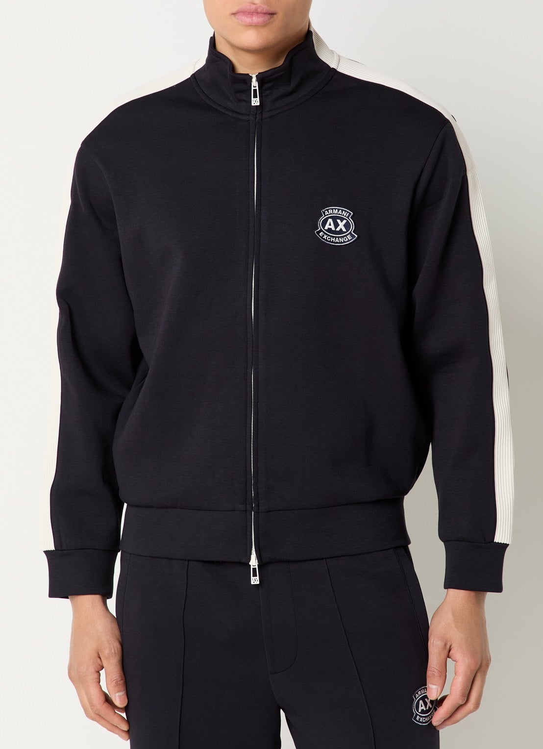 Armani Sweatvest met logoborduring - detail 4 donkerblauw