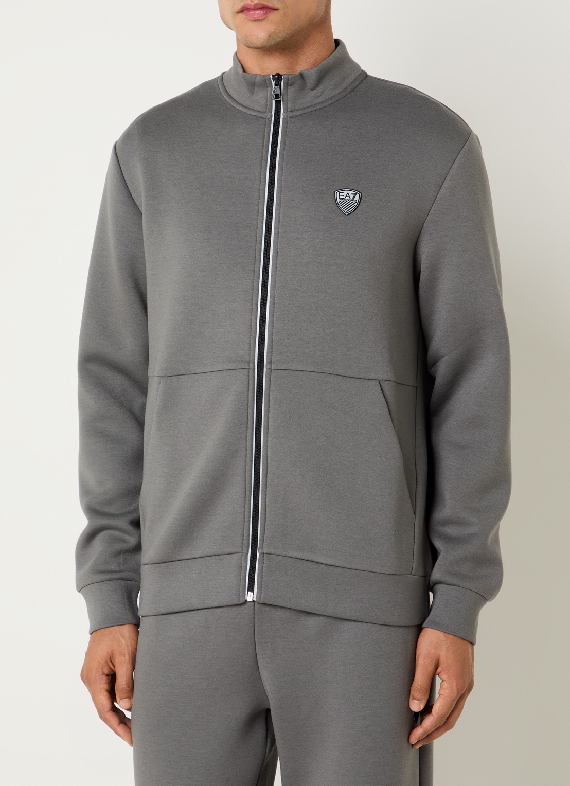 Armani Sweatvest met logopatch - detail lichtgrijs
