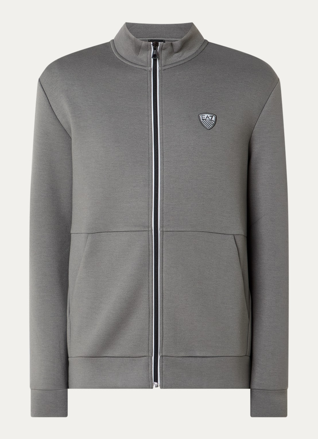 Armani Sweatvest met logopatch - voorkant 3 lichtgrijs
