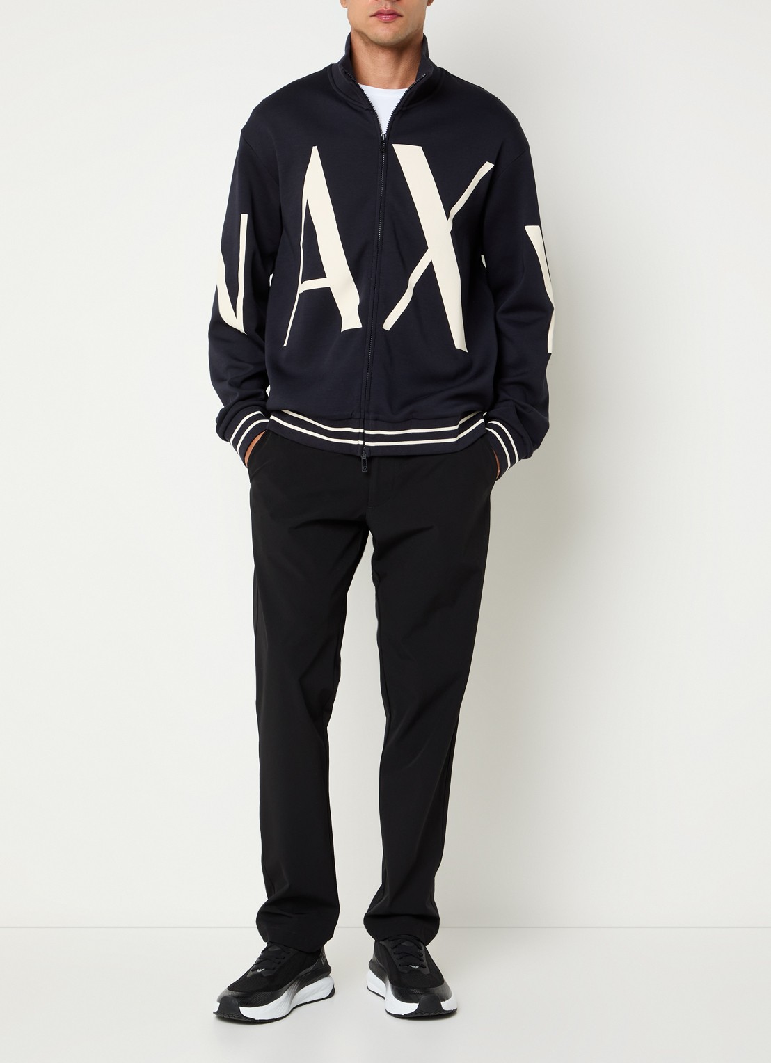 Armani Sweatvest met logoprint - voorkant 3 donkerblauw