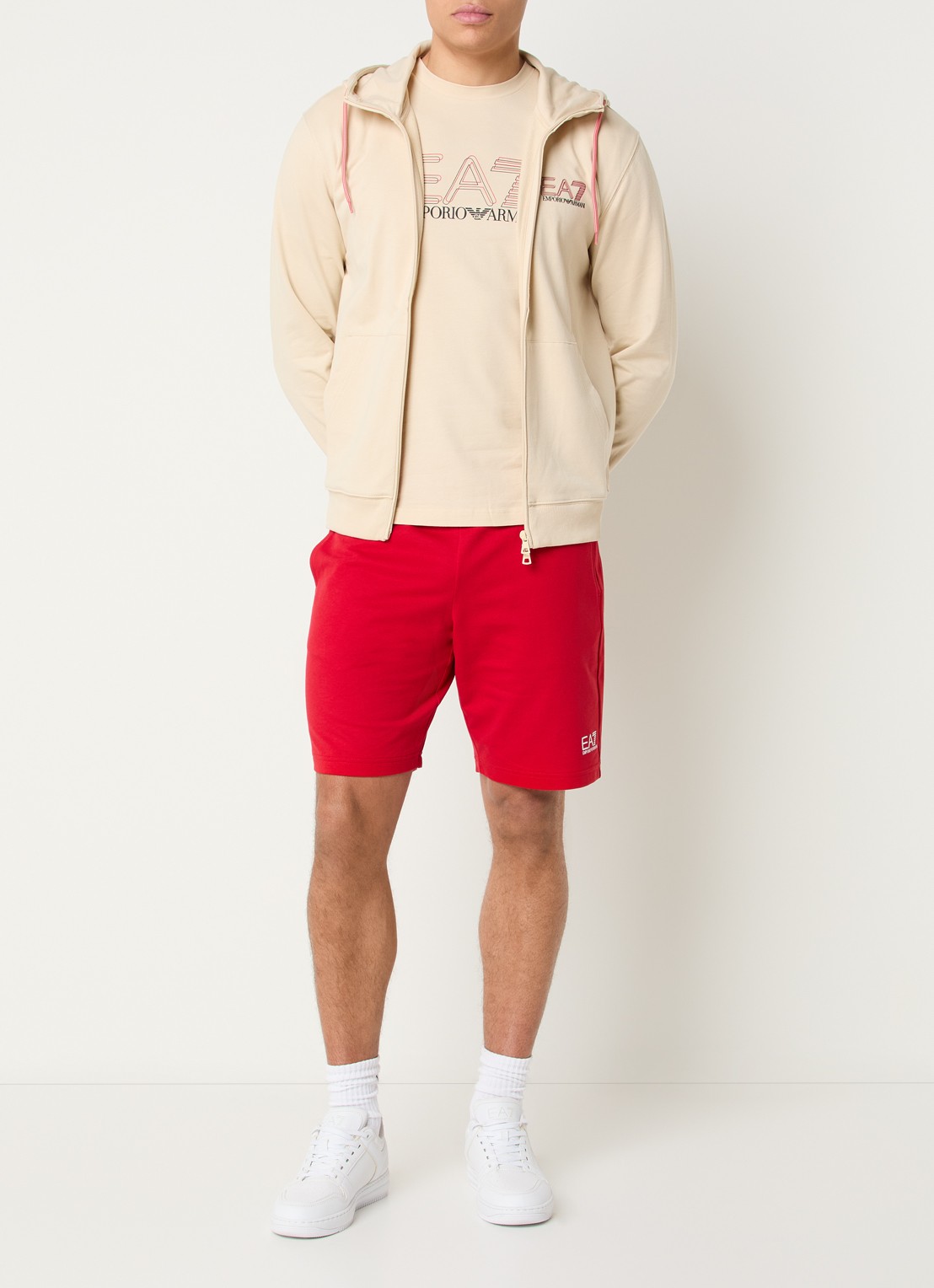 Armani Sweatvest met logoprint - voorkant 2 beige