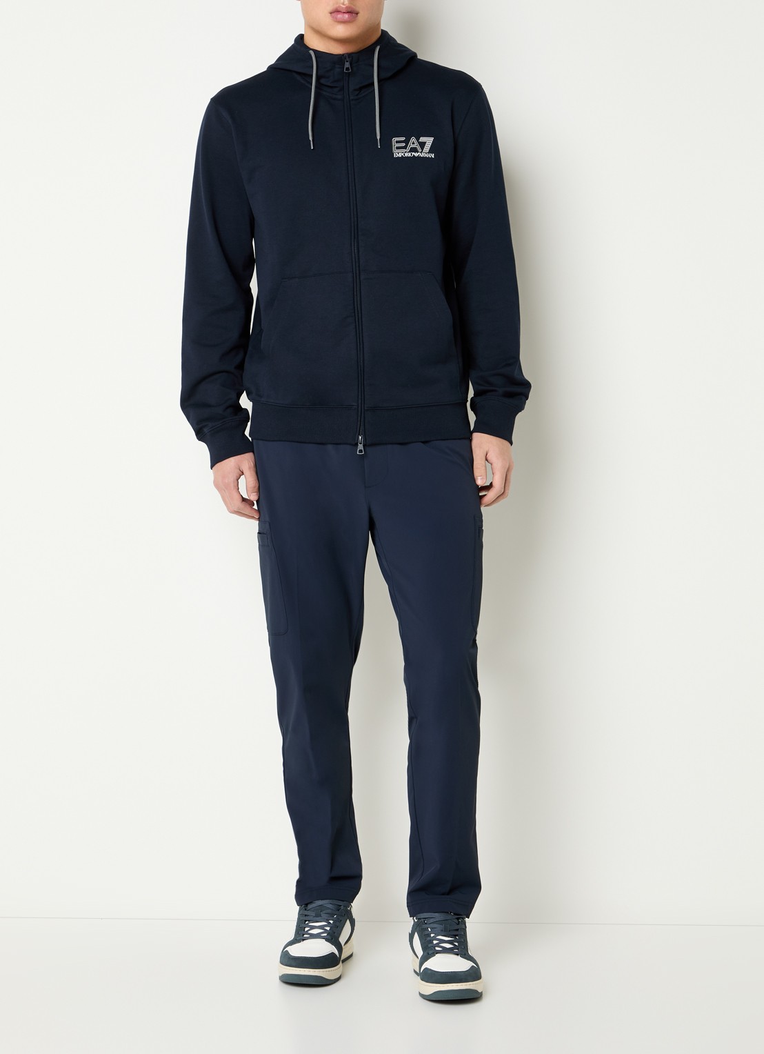 Armani Sweatvest met logoprint - voorkant 2 donkerblauw