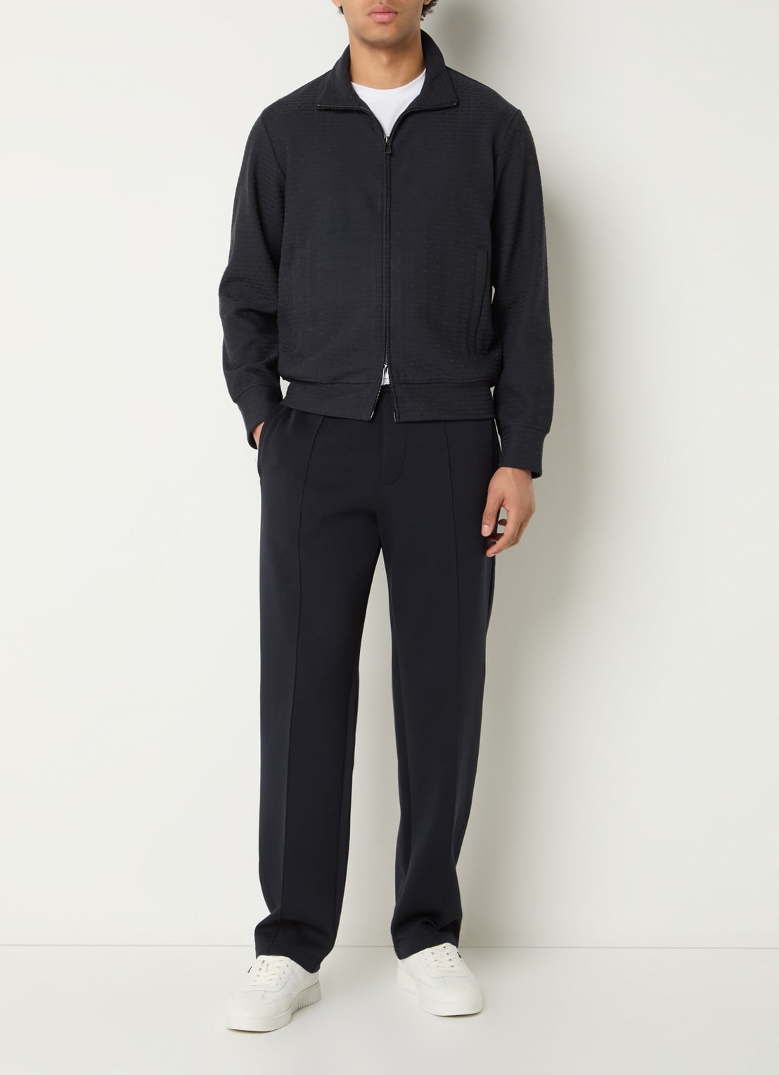 Armani Sweatvest met logoprint - voorkant 4 donkerblauw