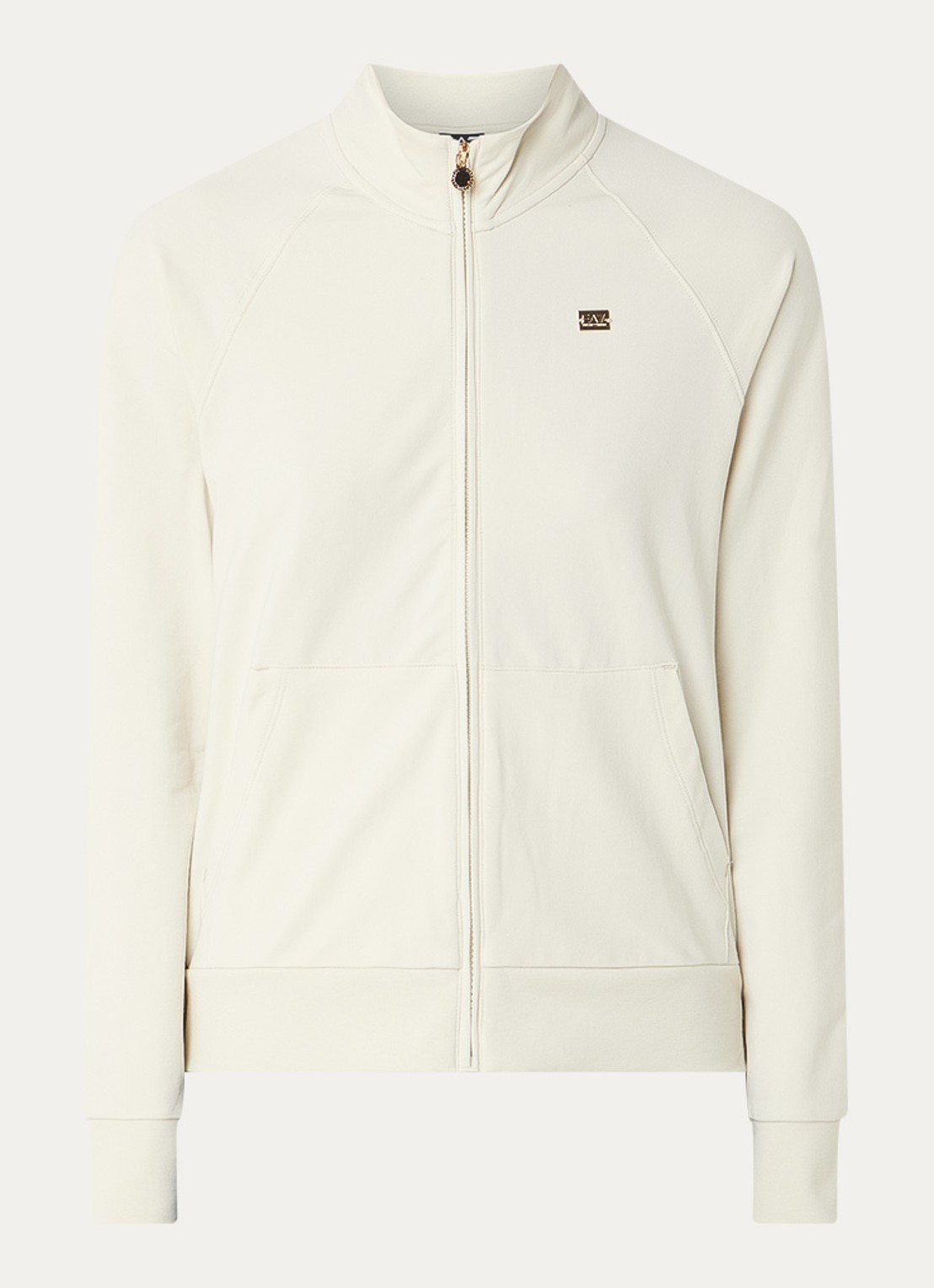Armani Sweatvest met opstaande kraag en logo - voorkant 3 gebroken wit