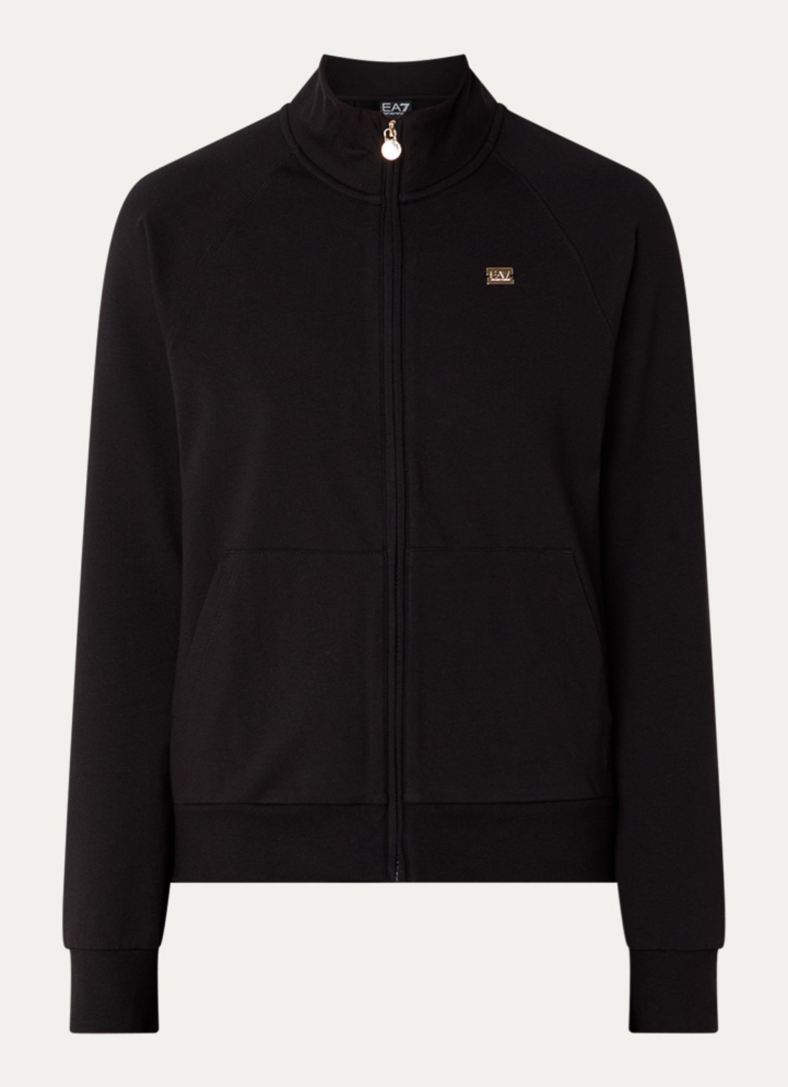 Armani Sweatvest met opstaande kraag en logo - voorkant 3 zwart