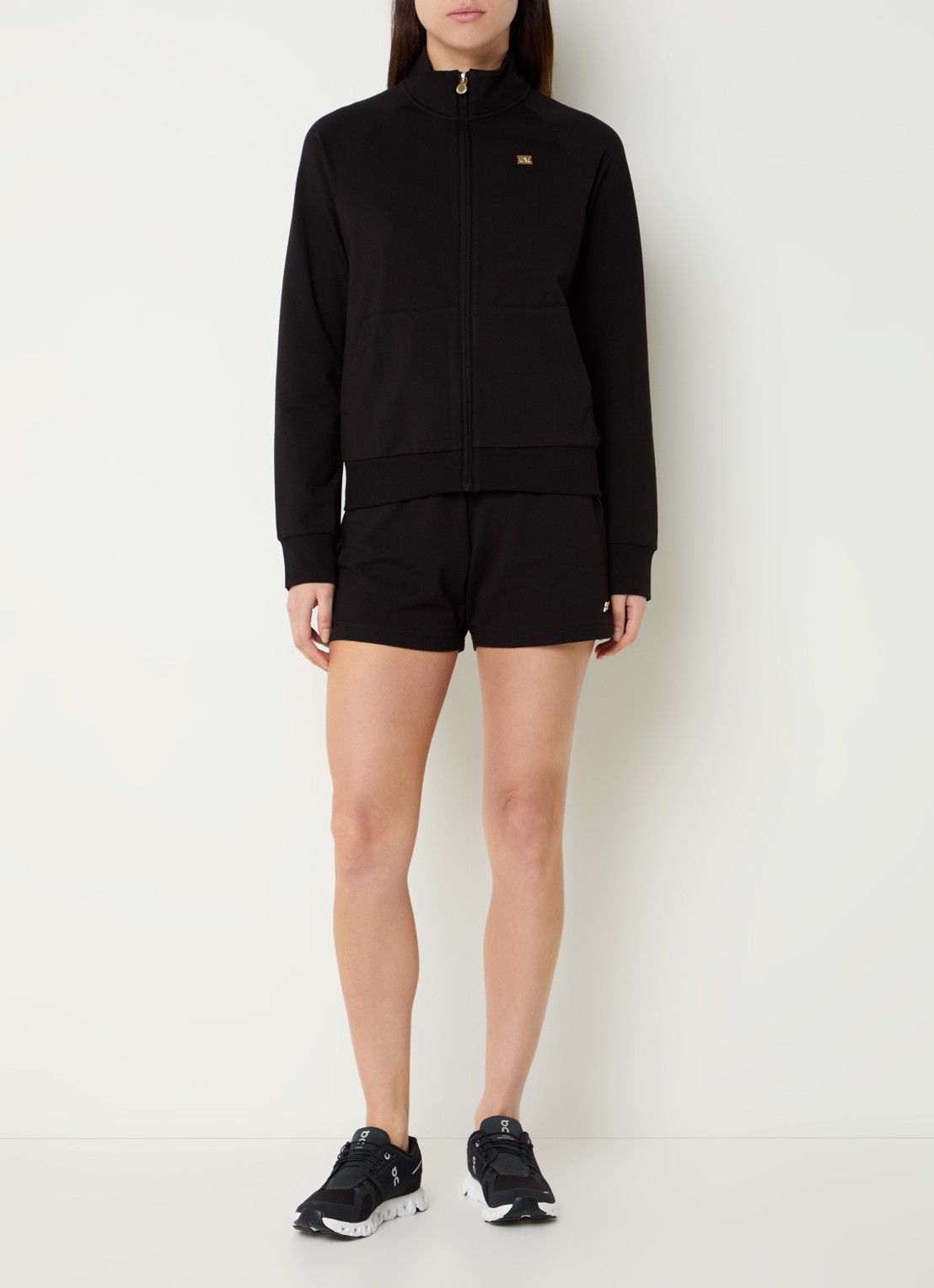 Armani Sweatvest met opstaande kraag en logo - voorkant 4 zwart