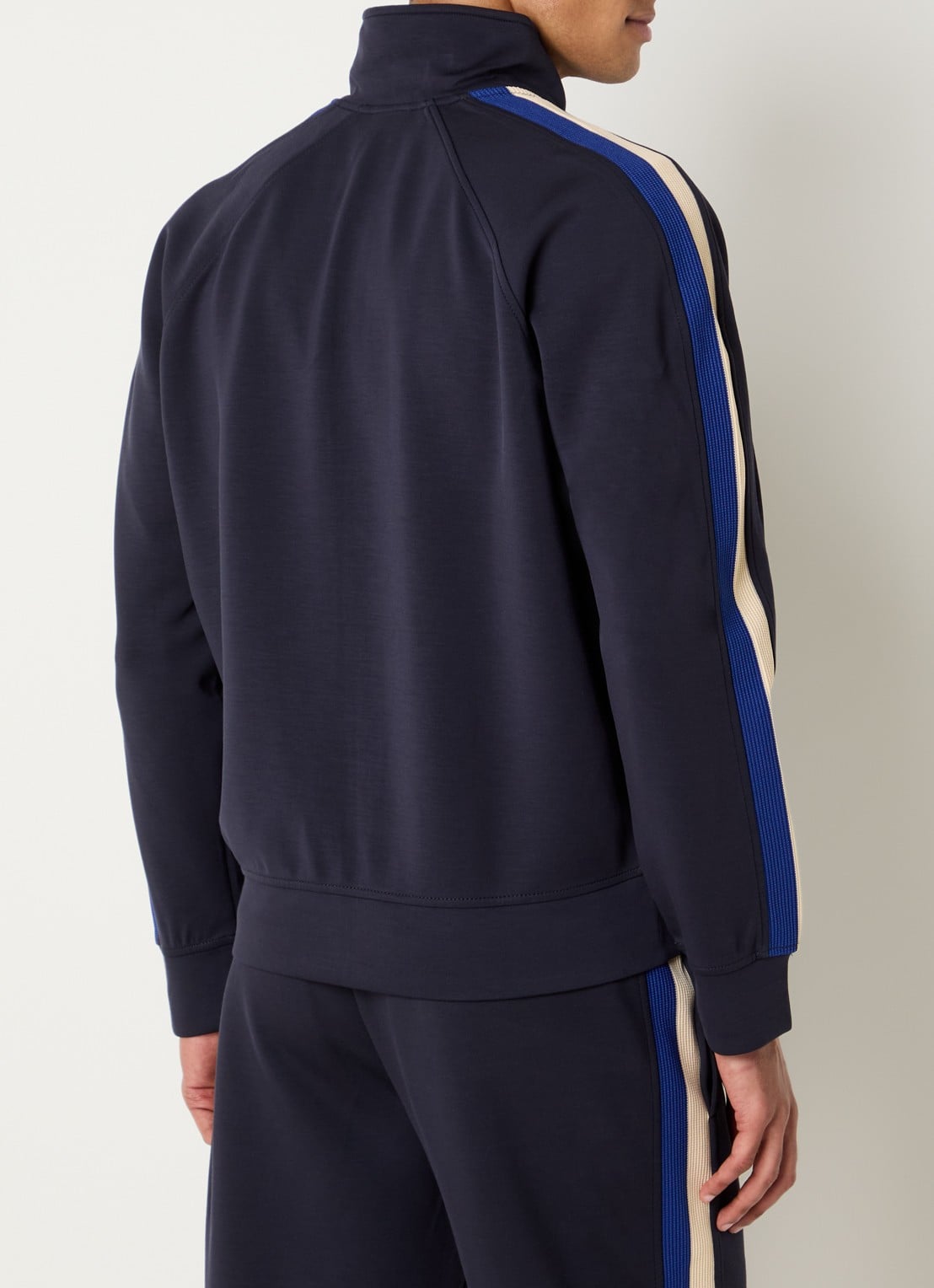 Armani Sweatvest met paspelzakken en 3D logo - achterkant donkerblauw