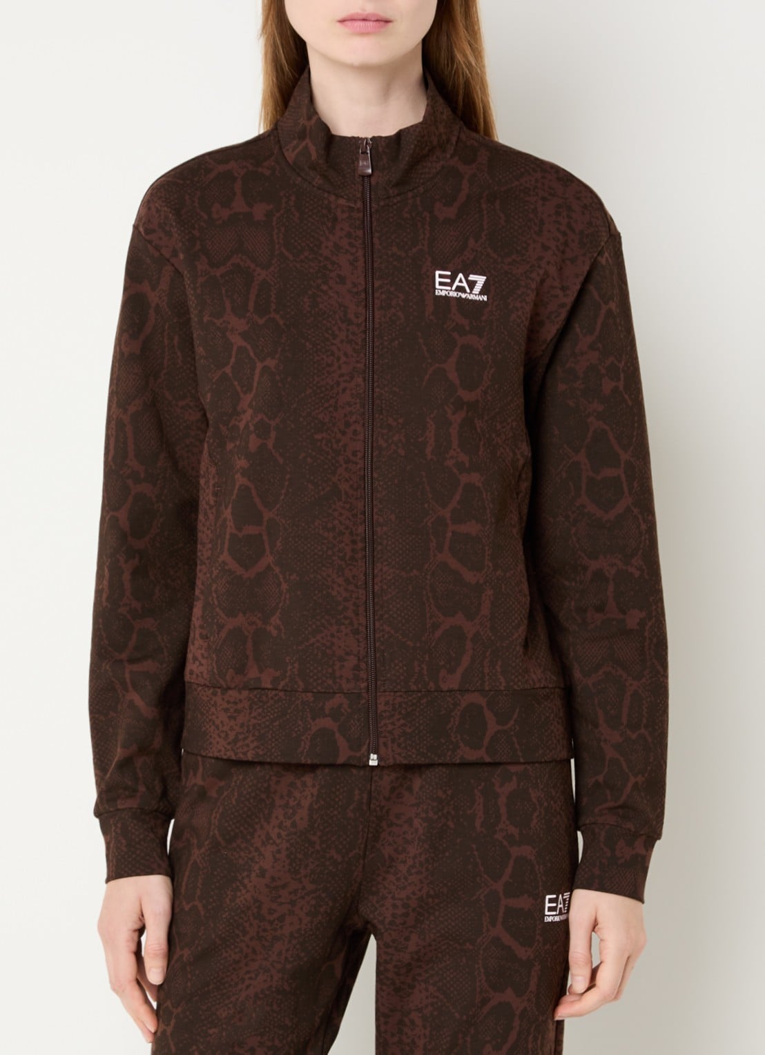 Armani Sweatvest met slangenprint en steekzakken - detail 2 bruin