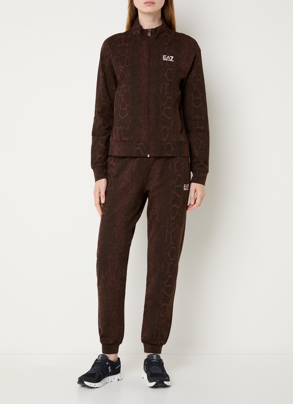Armani Sweatvest met slangenprint en steekzakken - voorkant 4 bruin