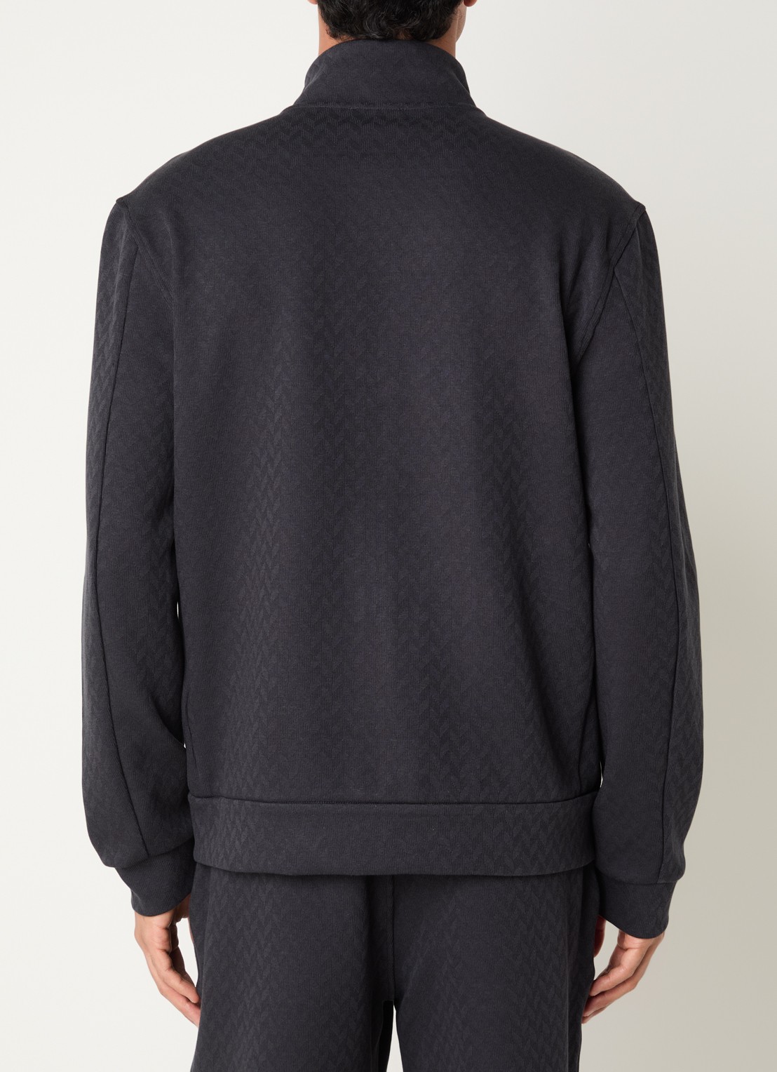 Armani Sweatvest met structuur en steekzakken - achterkant donkerblauw