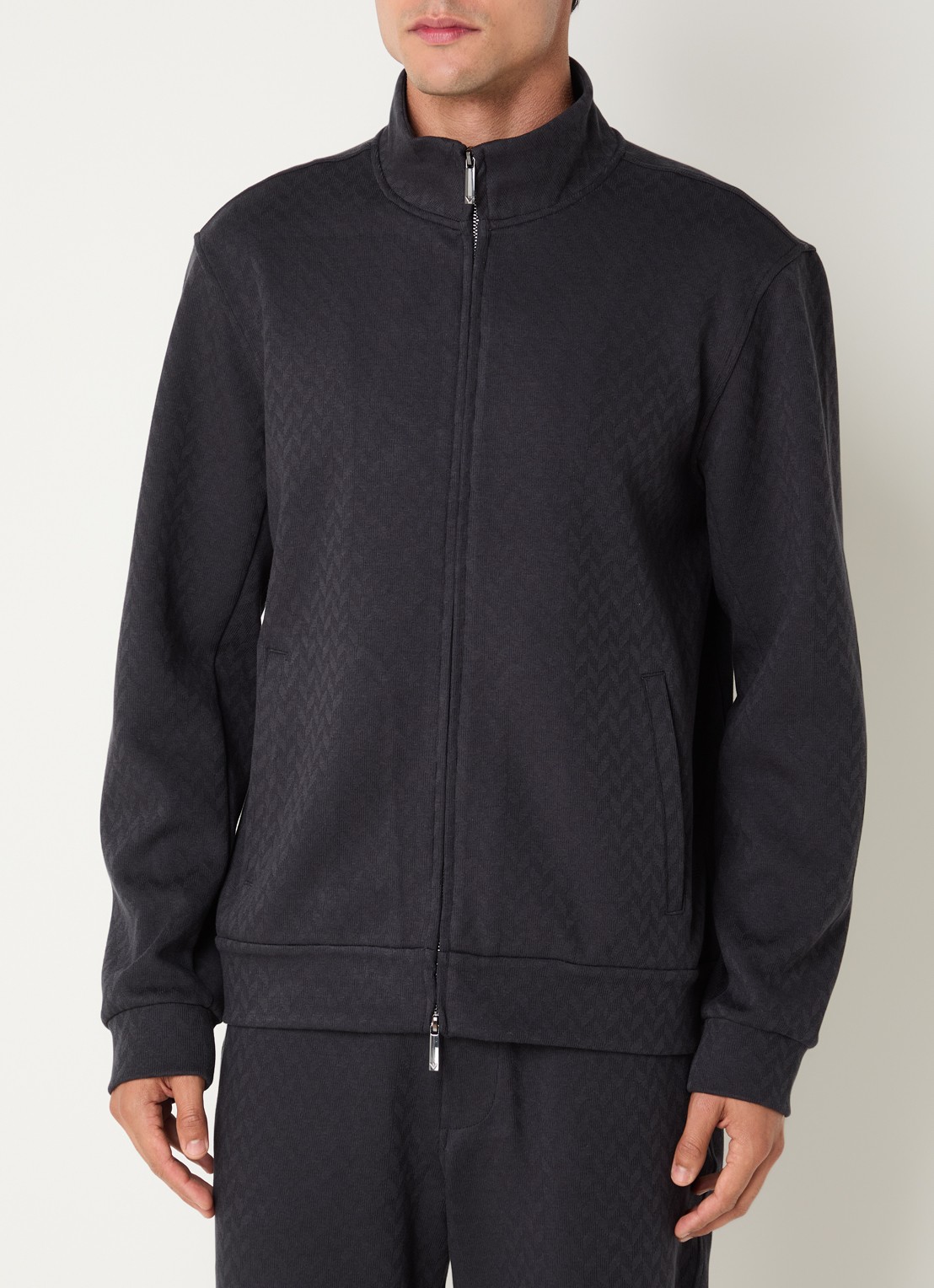 Armani Sweatvest met structuur en steekzakken - detail 2 donkerblauw