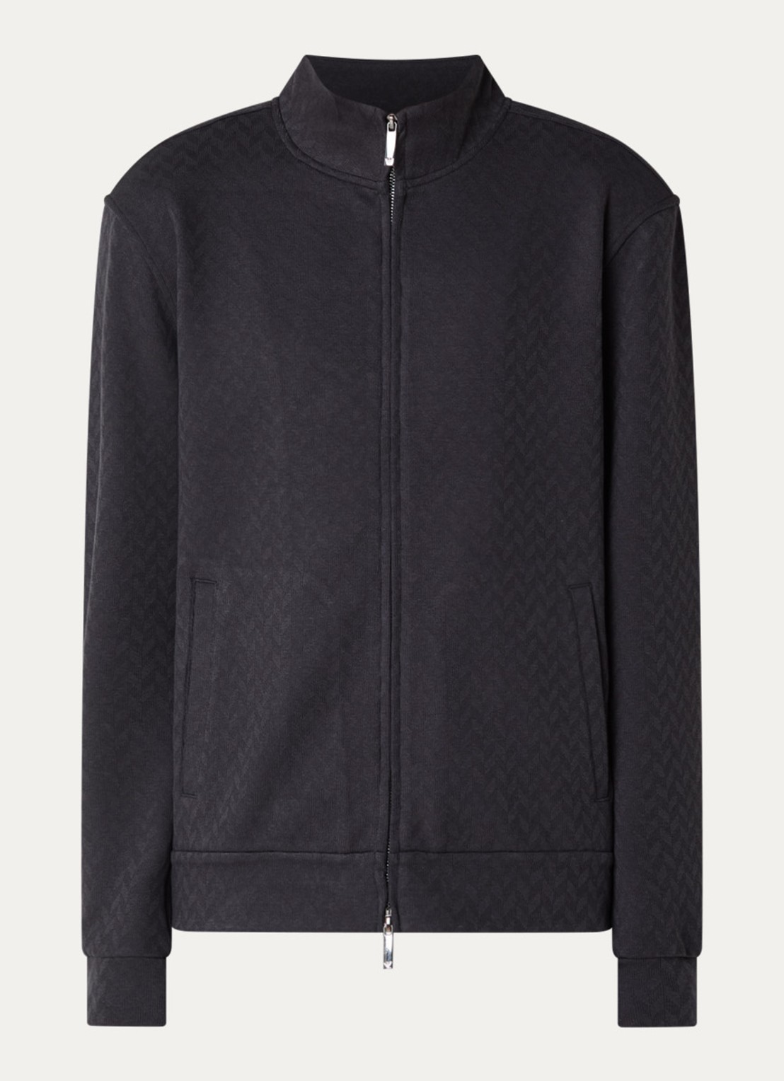 Armani Sweatvest met structuur en steekzakken - voorkant 3 donkerblauw