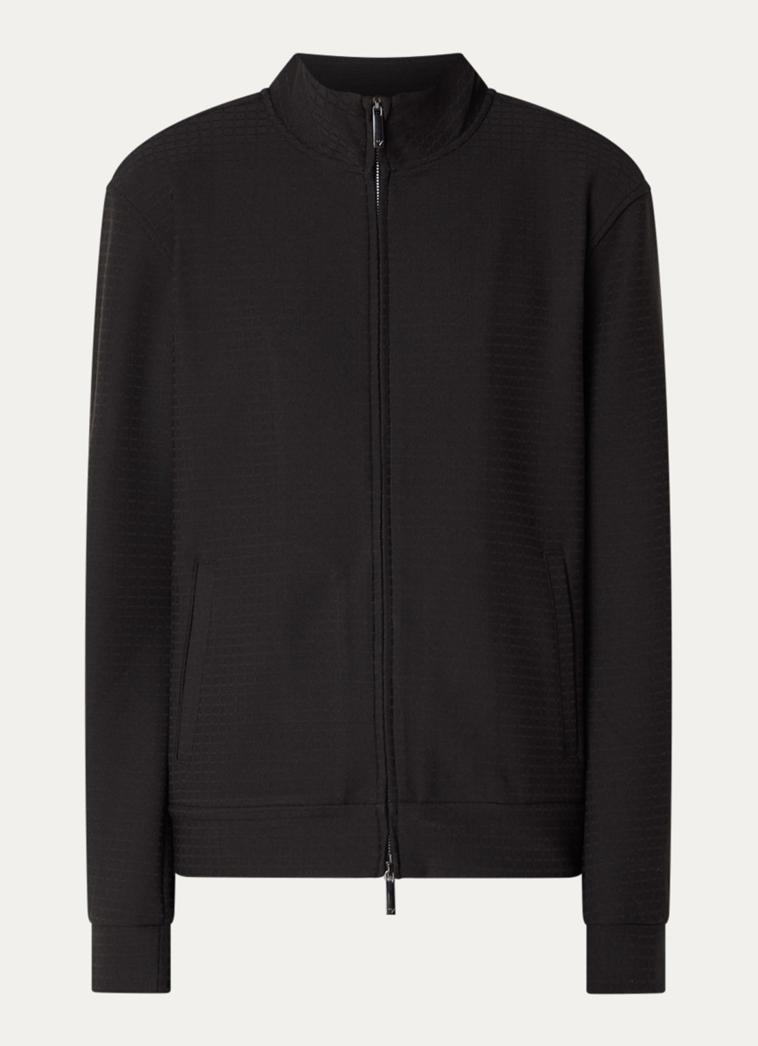 Armani Sweatvest met structuur en steekzakken - voorkant 2 zwart
