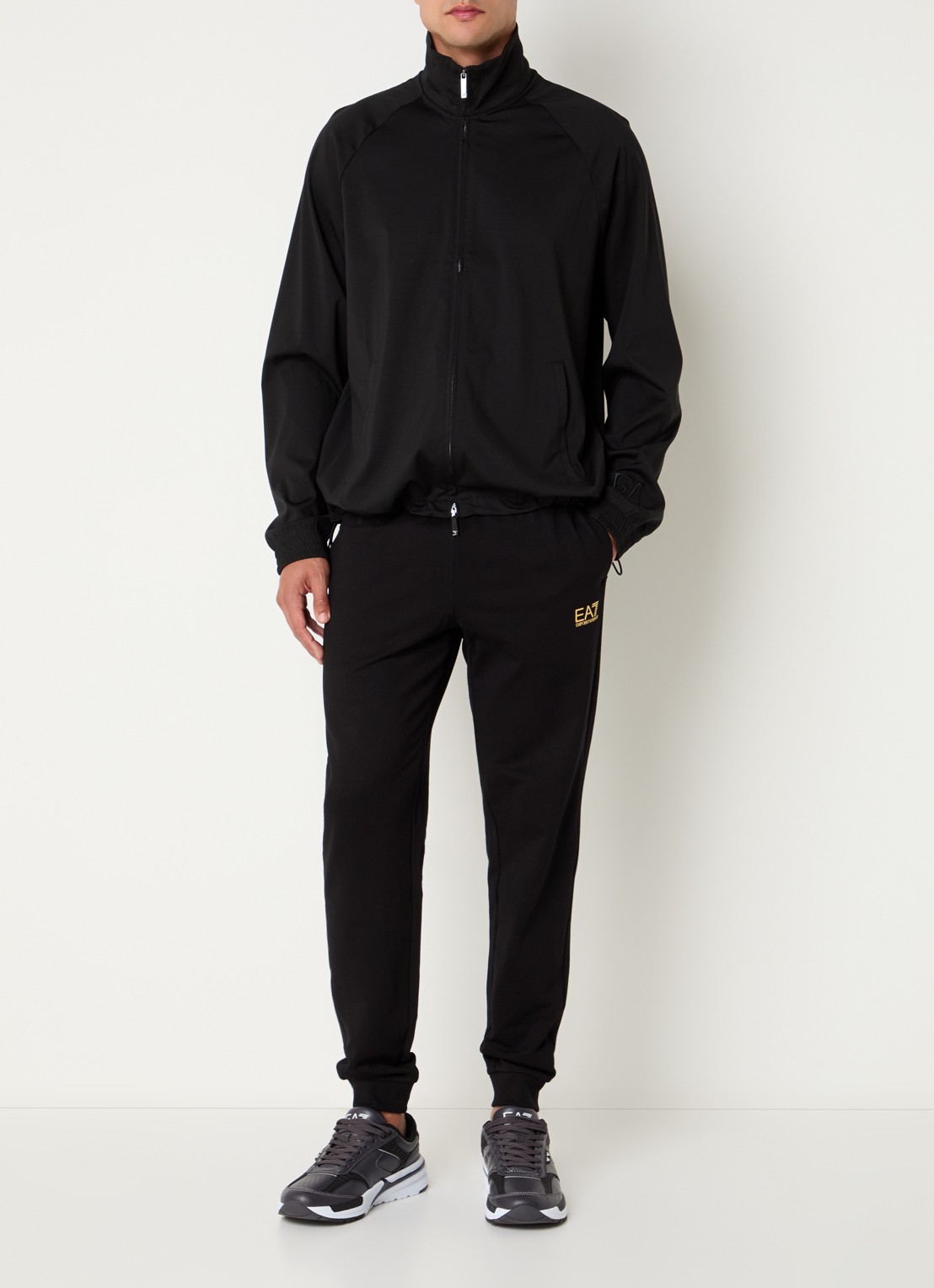 Armani Sweatvest met trekkoord en steekzakken - voorkant 3 zwart