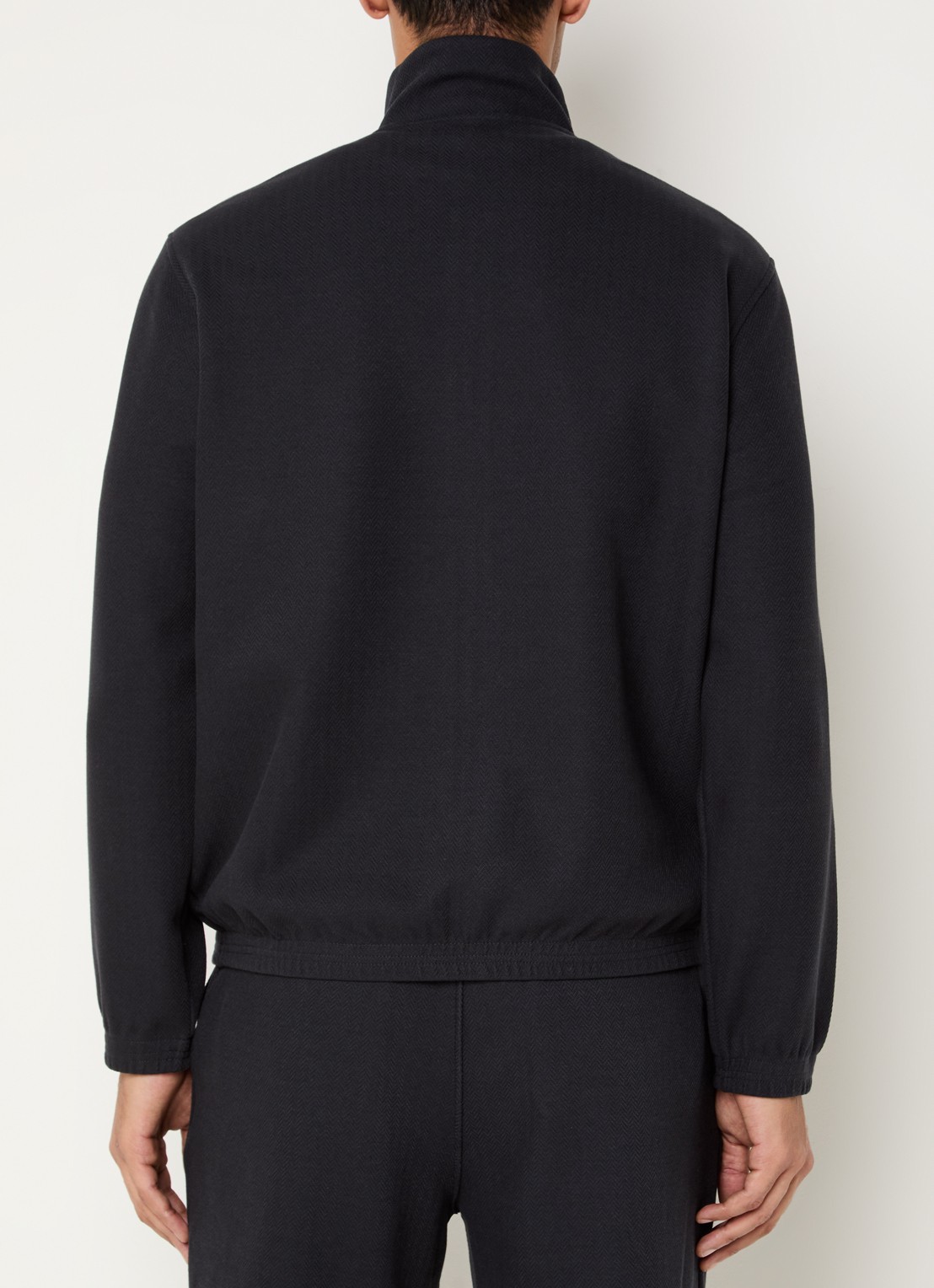 Armani Sweatvest met visgraatdessin en steekzakken - achterkant donkerblauw