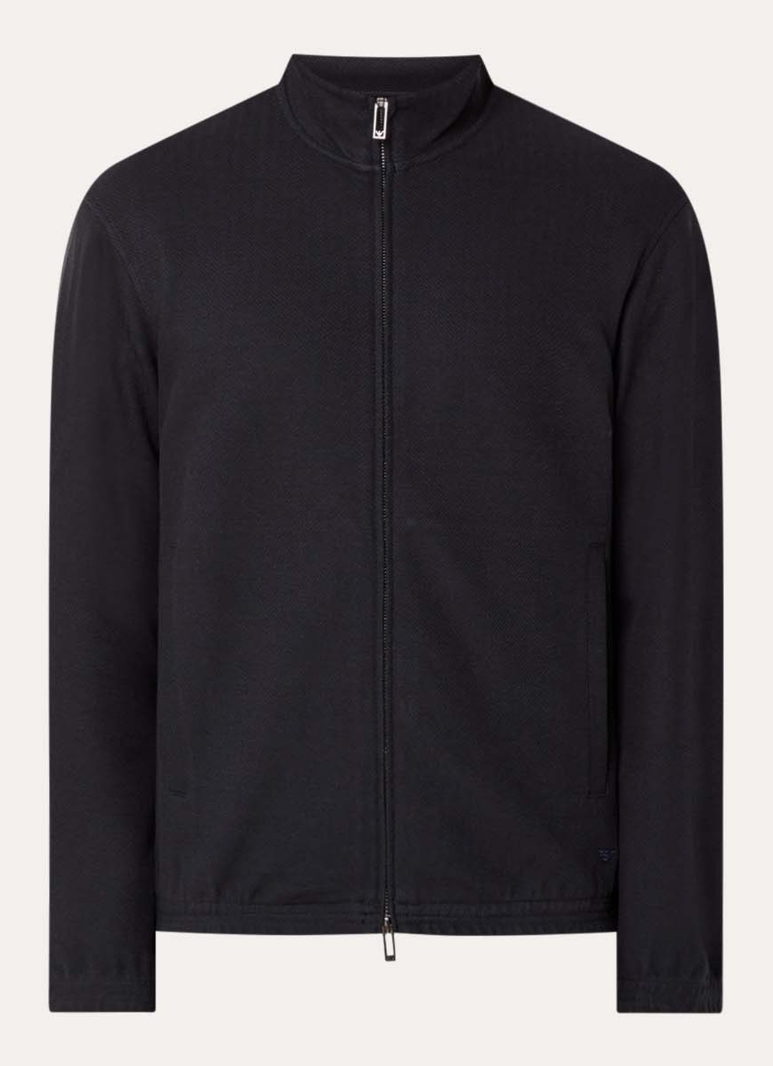 Armani Sweatvest met visgraatdessin en steekzakken - voorkant 2 donkerblauw
