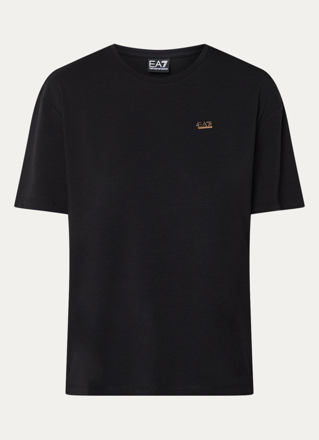 Armani T-shirt in  katoenblend met logo - voorkant 2 zwart