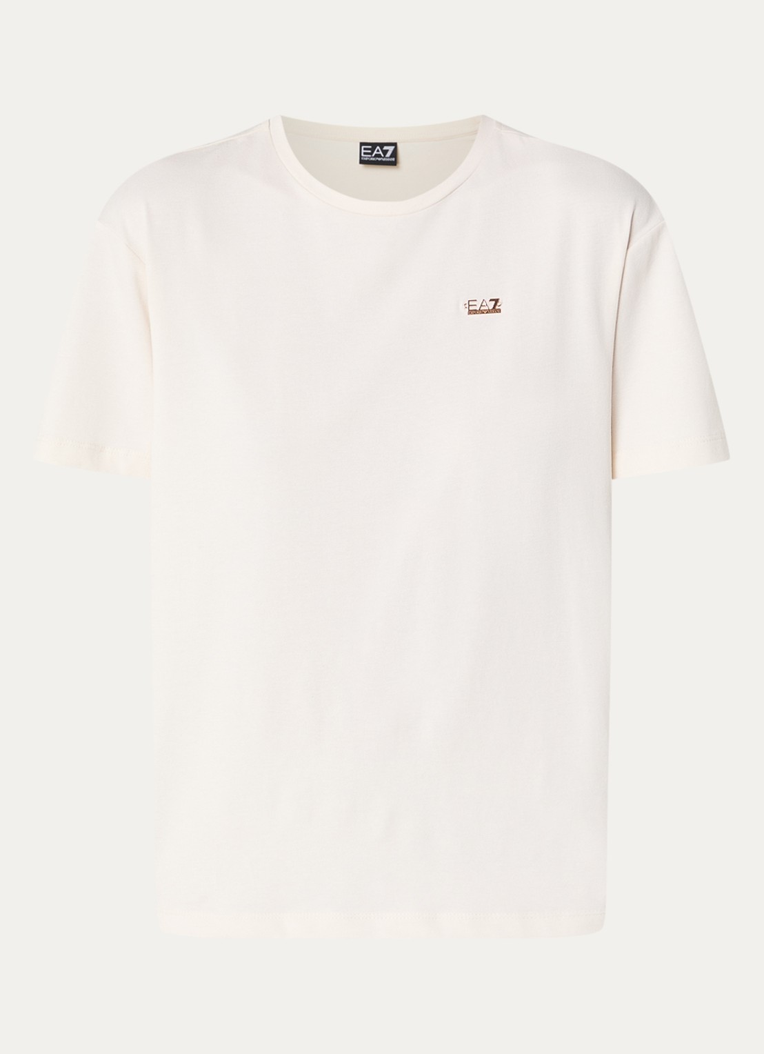 Armani T-shirt in  katoenblend met logo - voorkant 4 gebroken wit