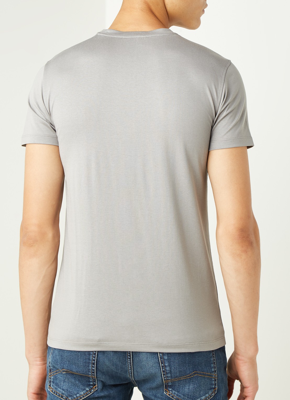 Armani T-shirt in zijdeblend - achterkant 4 grijs