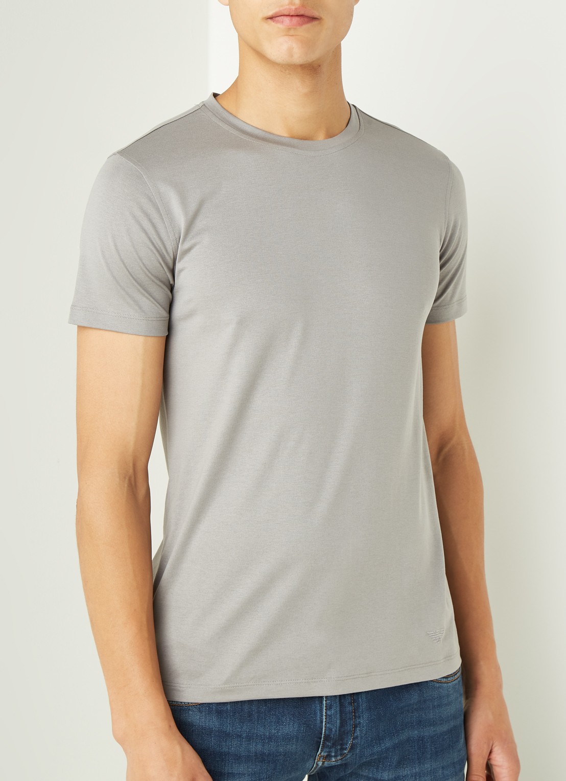 Armani T-shirt in zijdeblend - detail grijs