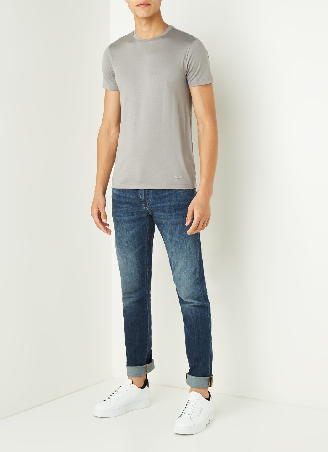 Armani T-shirt in zijdeblend - voorkant 3 grijs