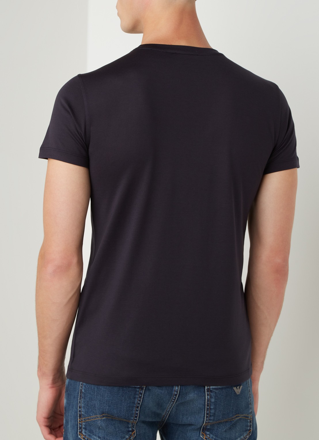 Armani T-shirt in zijdeblend - achterkant donkerblauw