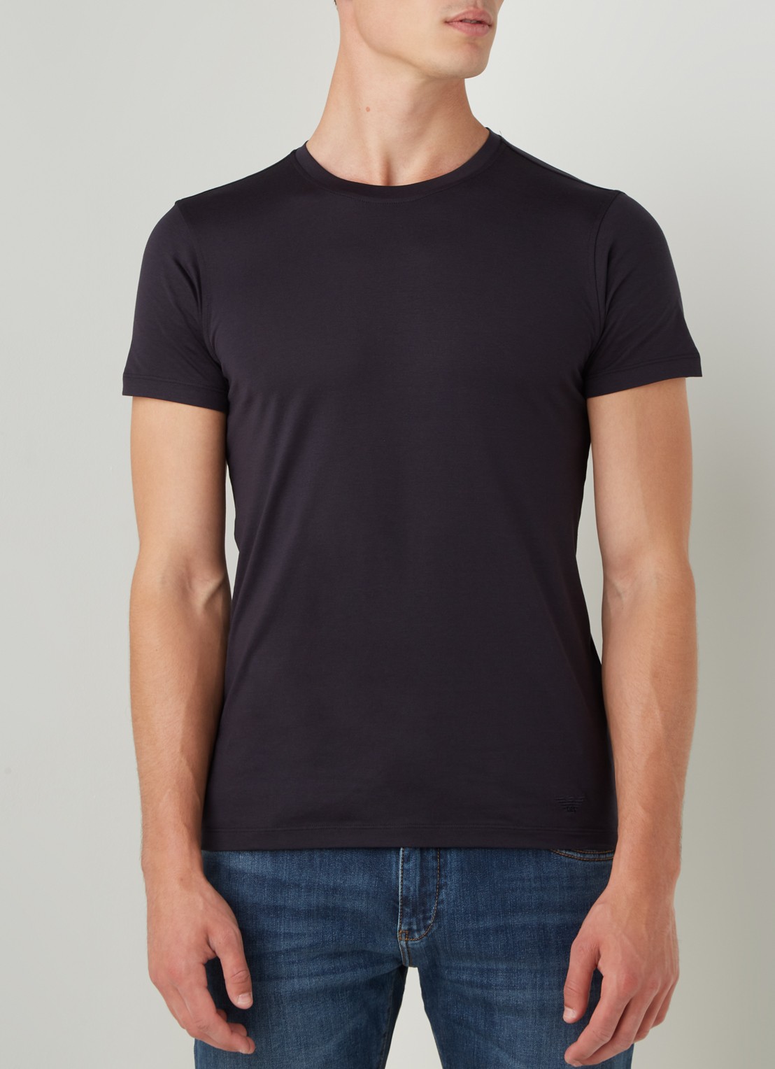 Armani T-shirt in zijdeblend - detail 2 donkerblauw
