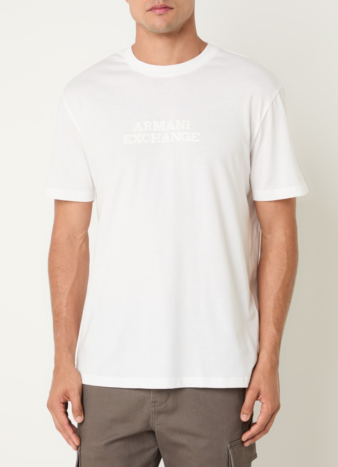 Armani T-shirt met 3D logoprint - detail gebroken wit
