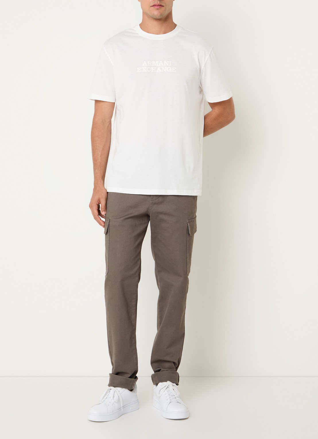 Armani T-shirt met 3D logoprint - voorkant 4 gebroken wit