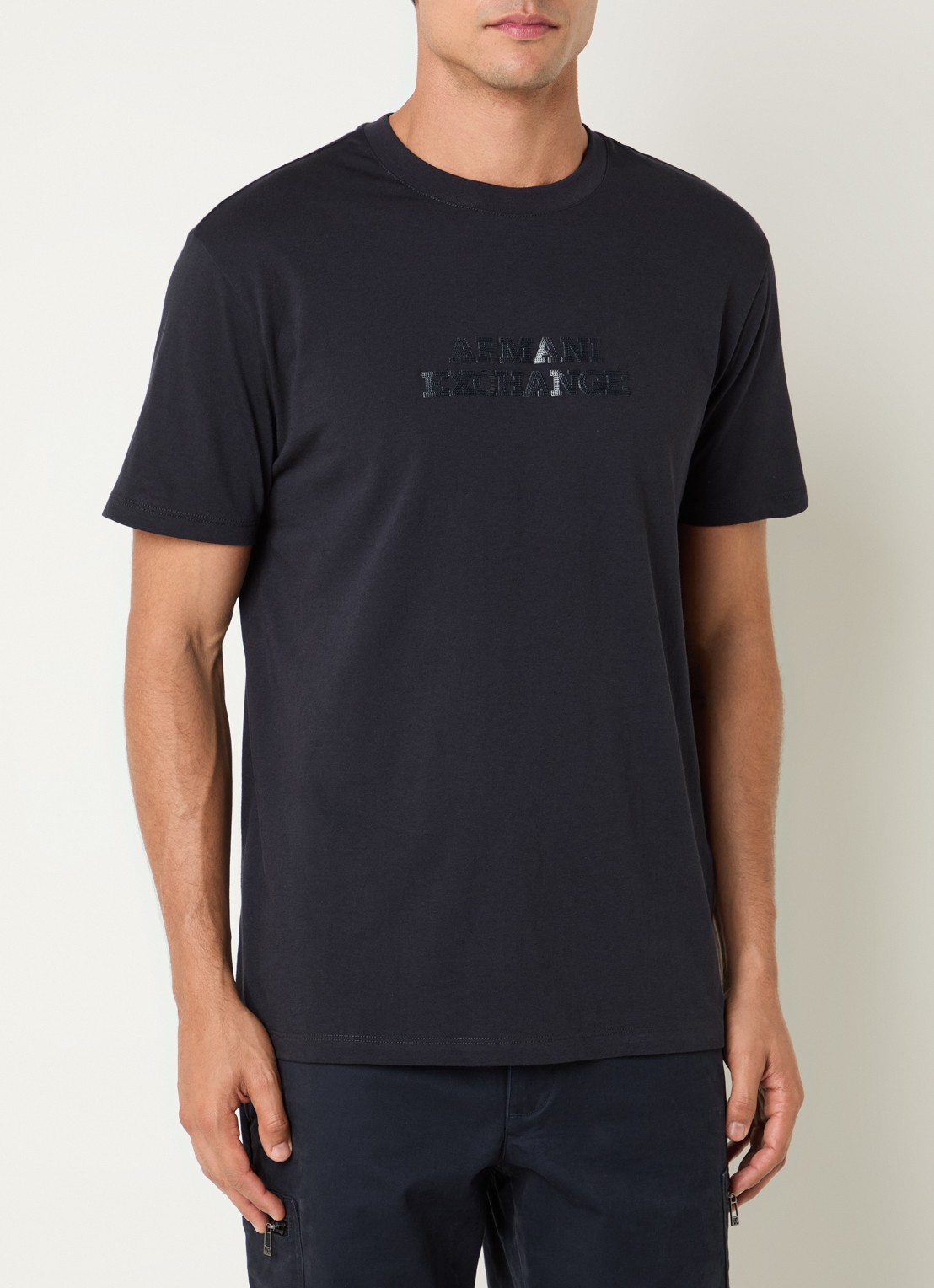 Armani T-shirt met 3D logoprint - detail 4 donkerblauw