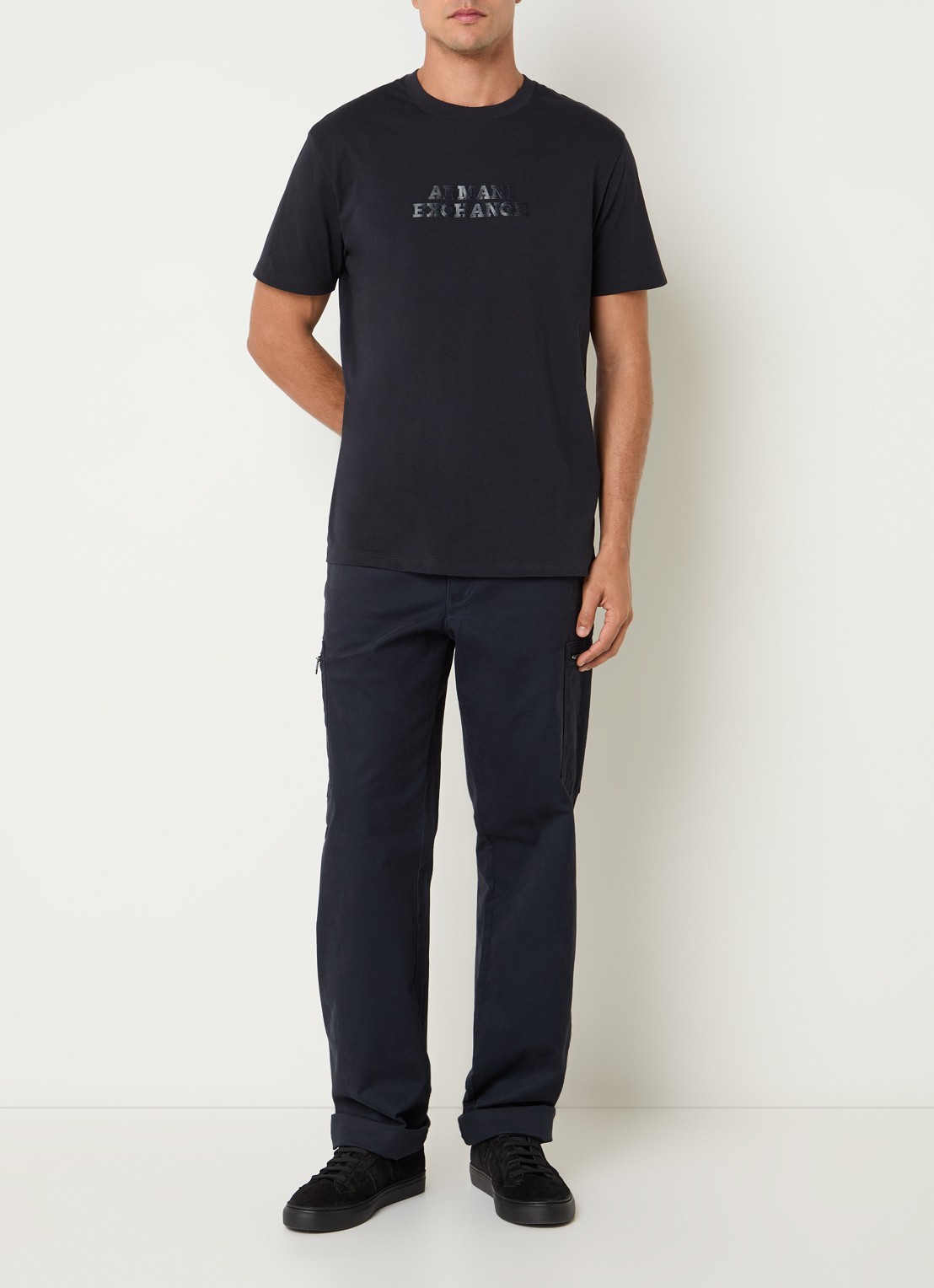 Armani T-shirt met 3D logoprint - voorkant 3 donkerblauw