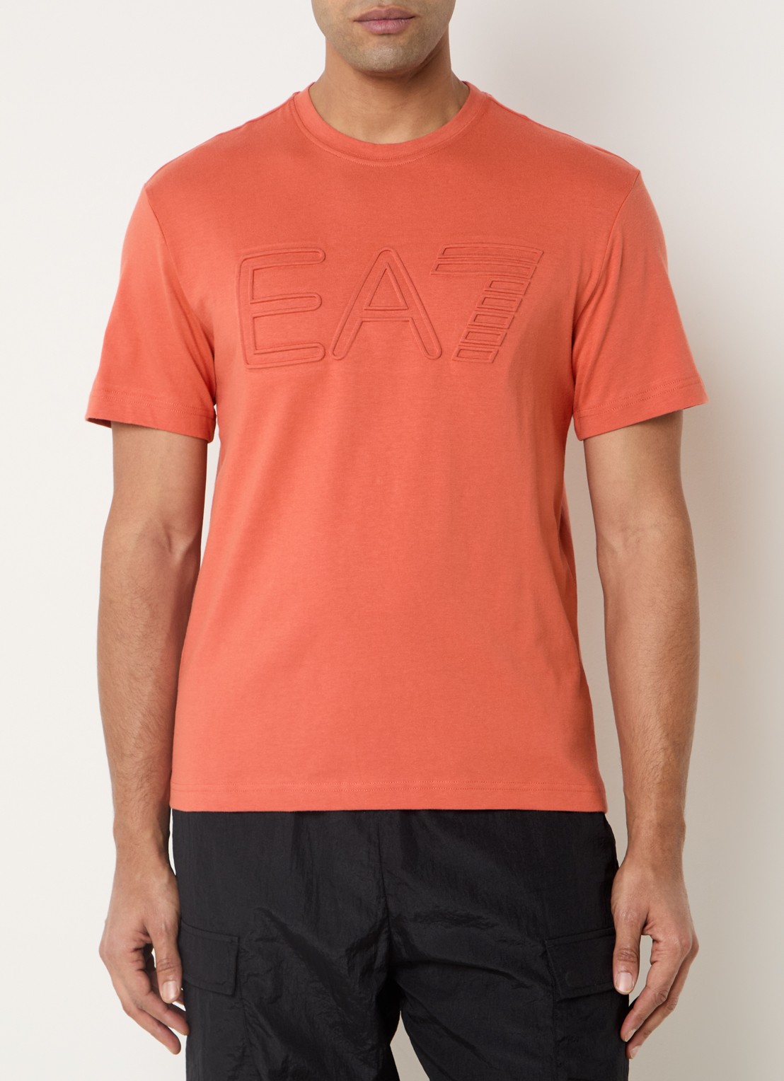 Armani T-shirt met 3D logoprint - detail oranjerood