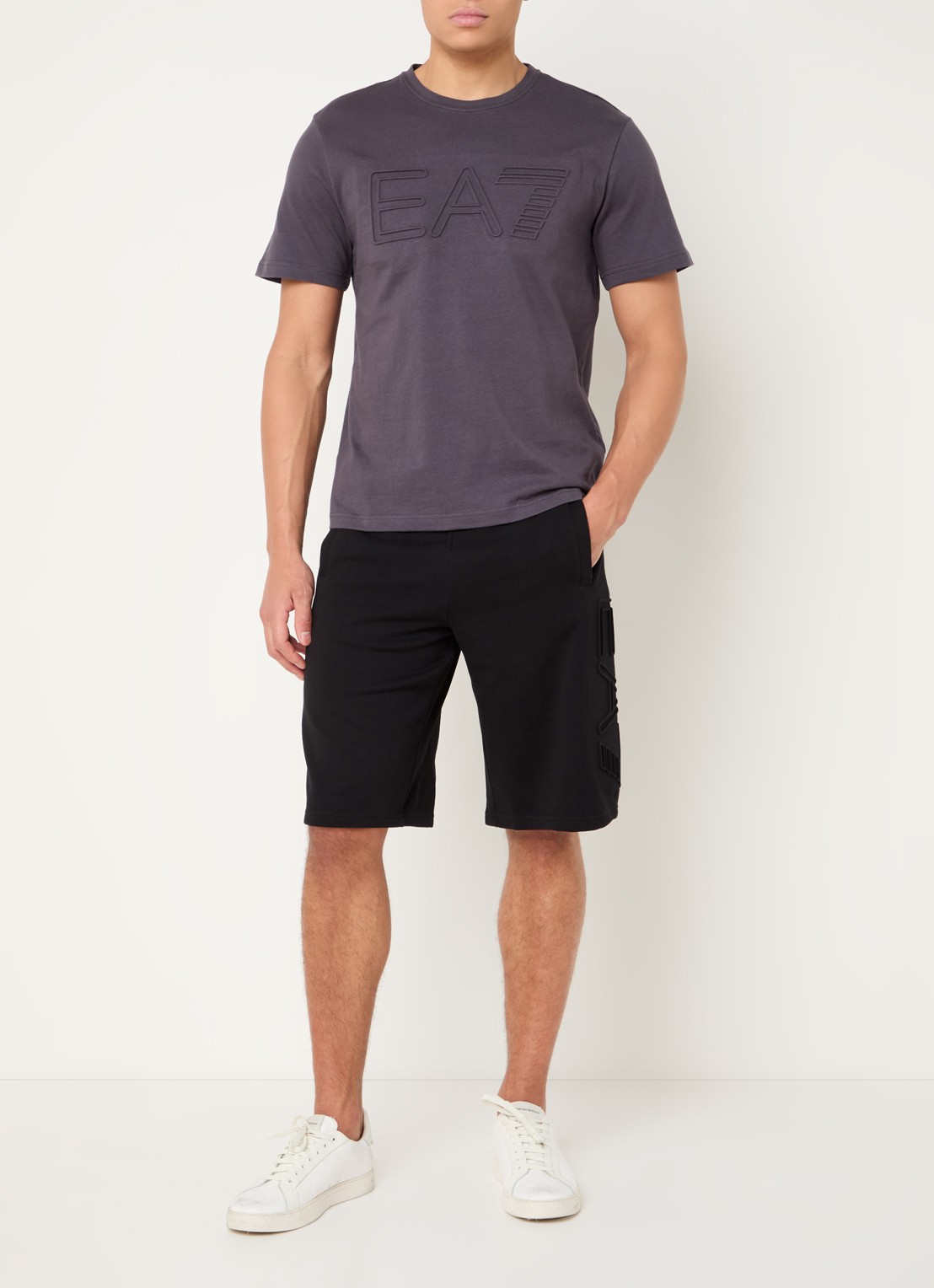Armani T-shirt met 3D logoprint - voorkant 3 donkergrijs