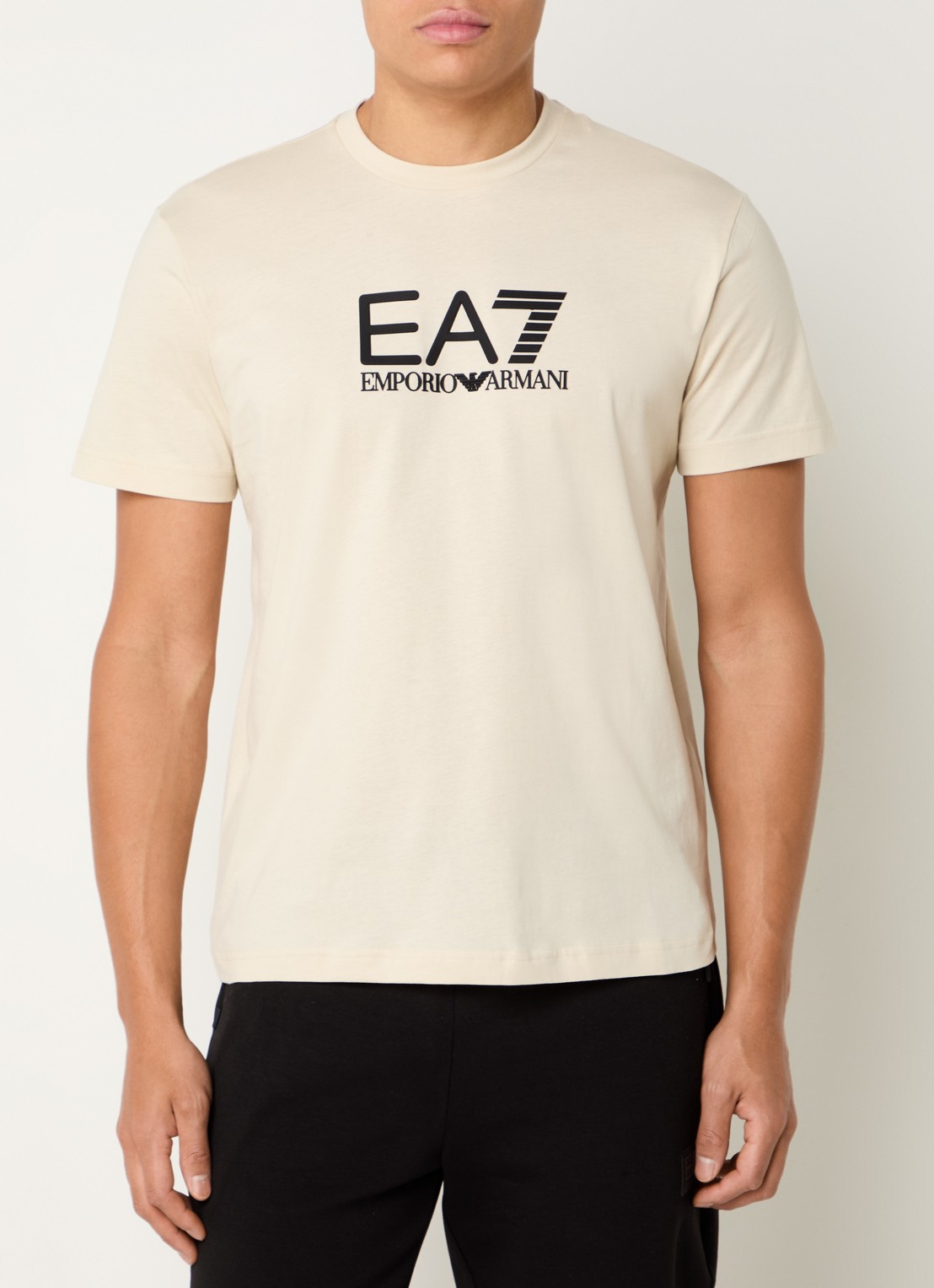 Armani T-shirt met 3D logoprint  - detail beige