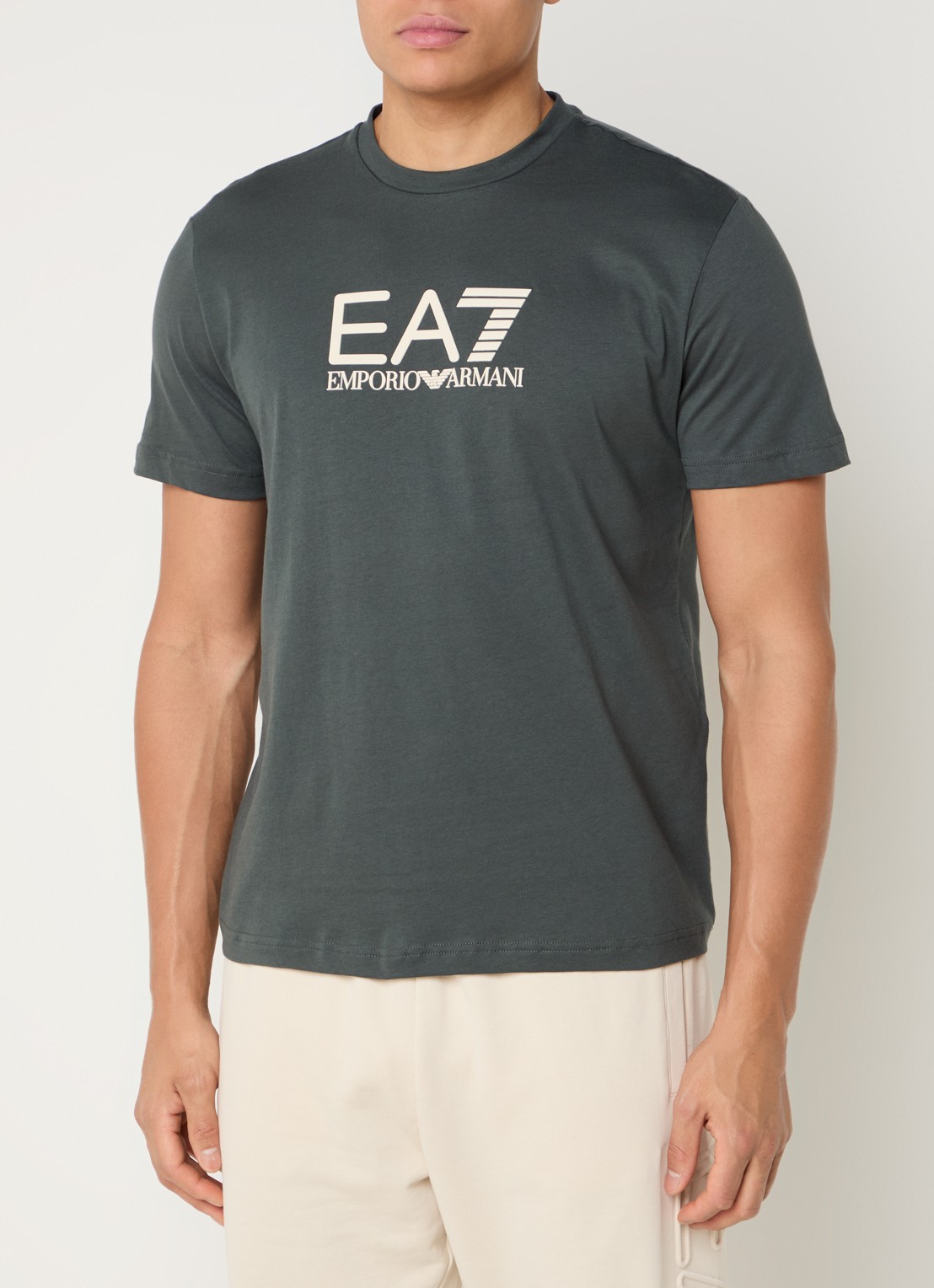 Armani T-shirt met 3D logoprint  - detail 2 bronsgroen