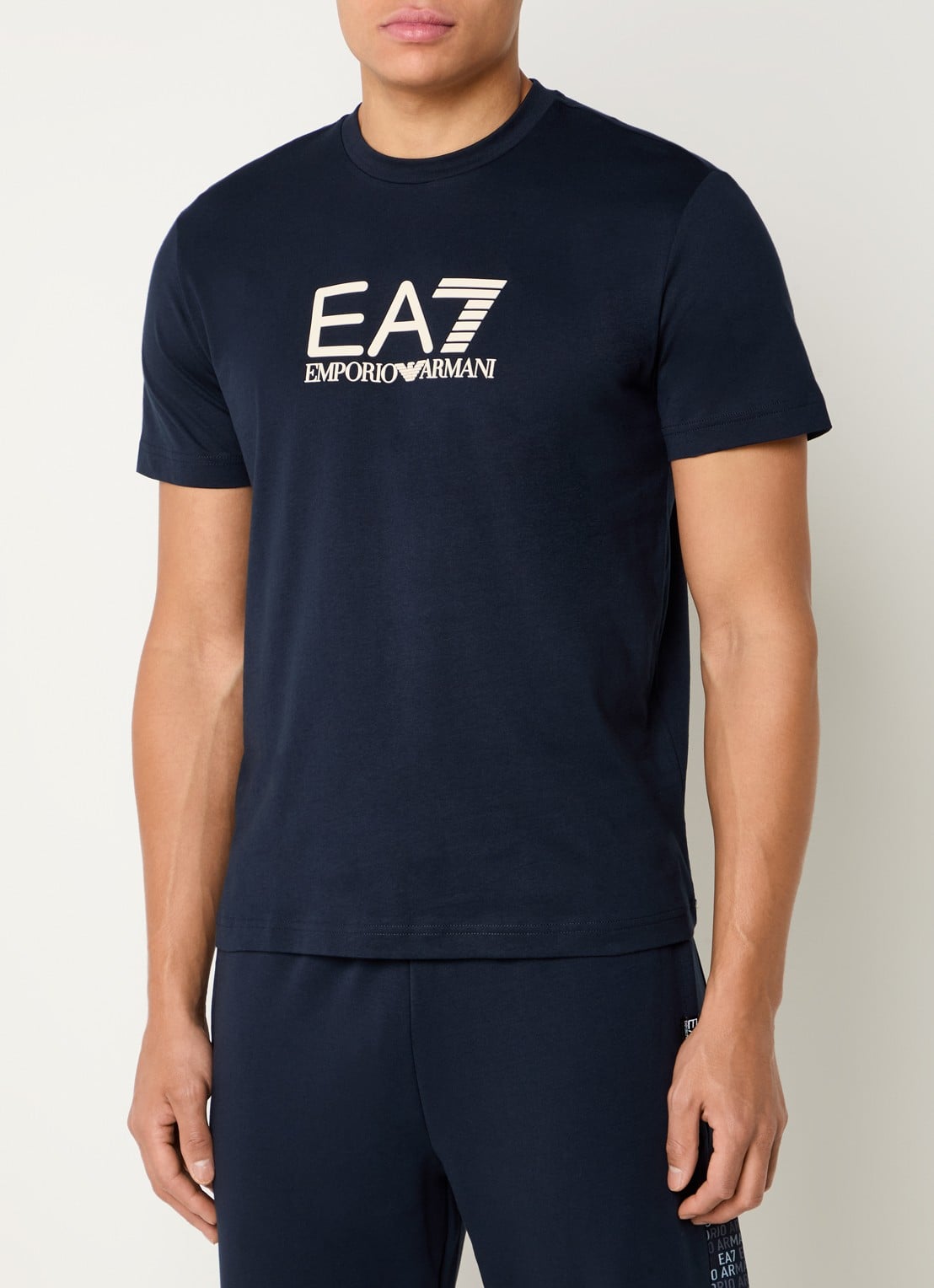 Armani T-shirt met 3D logoprint  - detail donkerblauw
