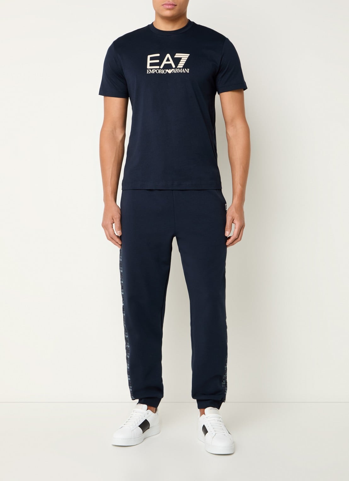 Armani T-shirt met 3D logoprint  - voorkant 3 donkerblauw
